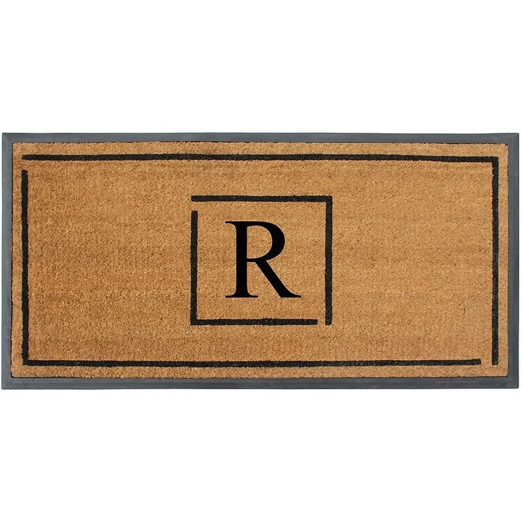 A1HC- Designer Hand-Crafted Rubber Coir Molded Double/Single Door Mat Monogrammed. Perfect and More Functional Size 24x48 Inch