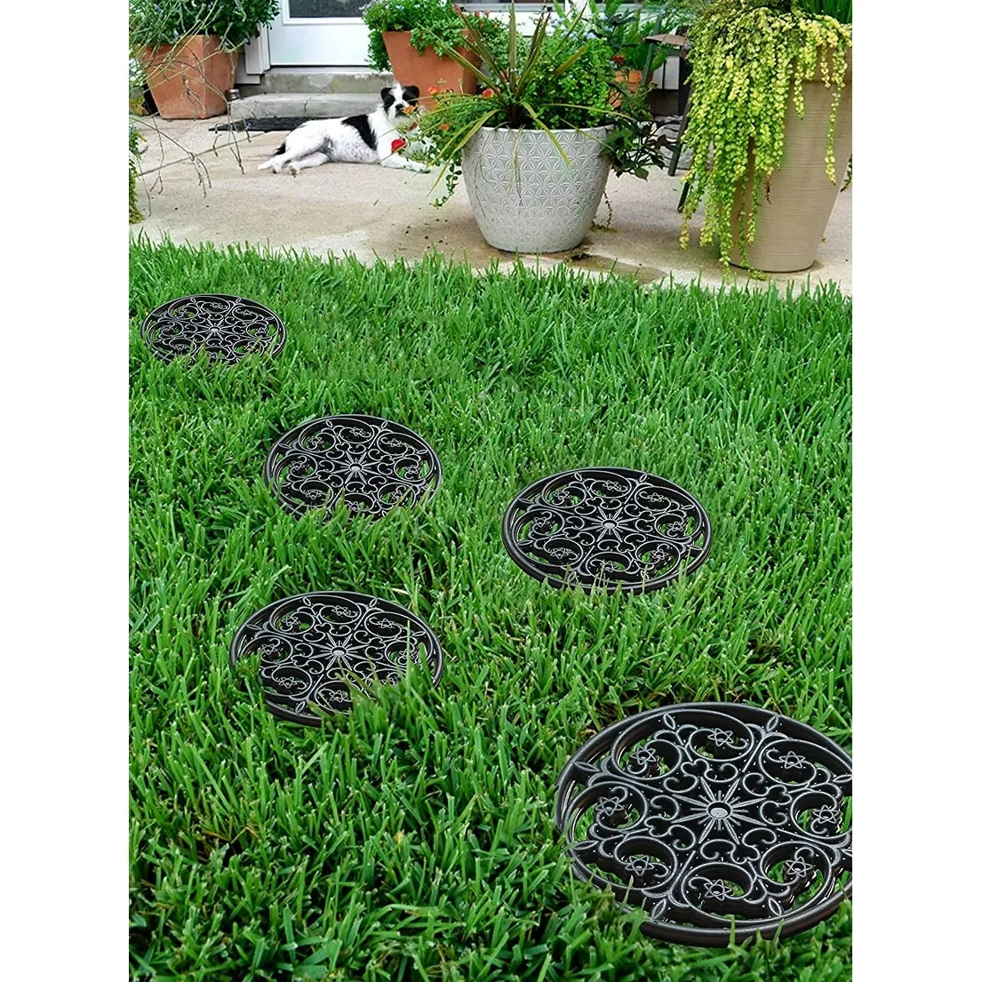 A1HC Rubber Step Mat Multi Functional -Garden Stepping Stone Mat. Outdoor Decorative Tray