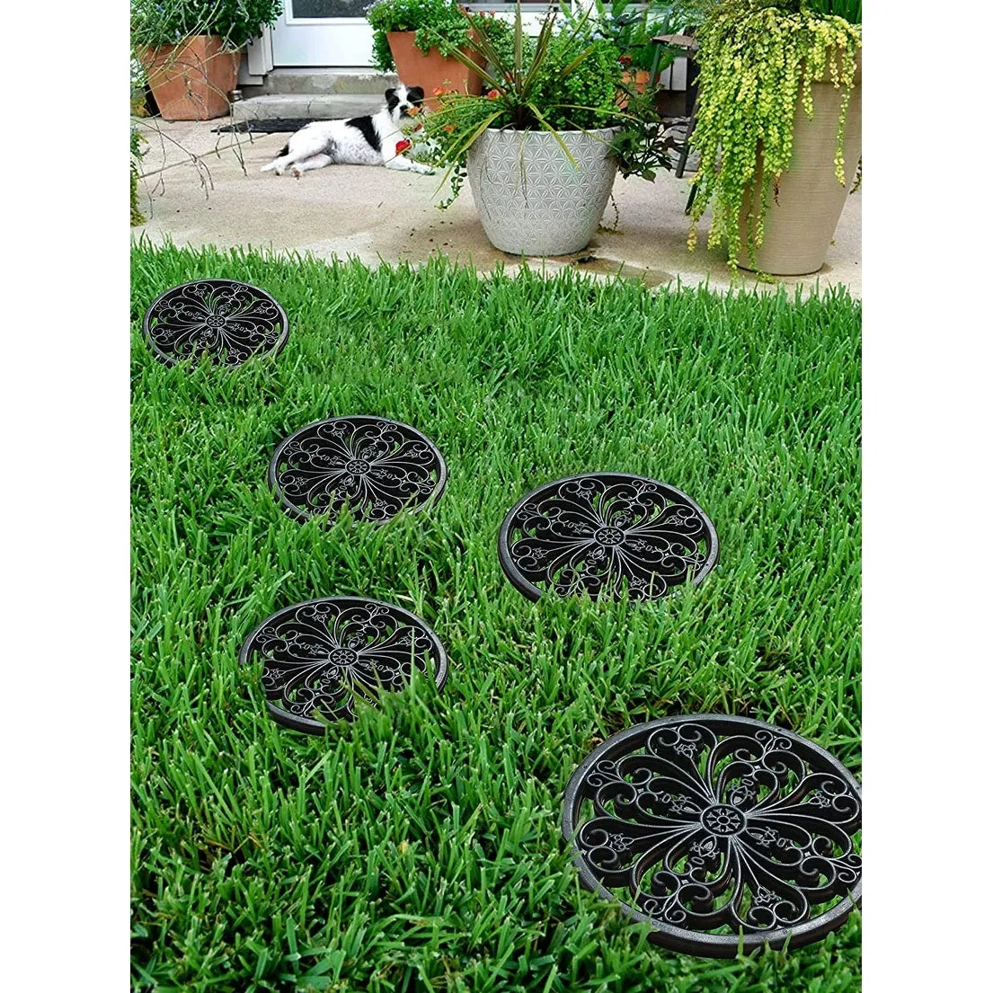 A1HC Rubber Step Mat Multi Functional -Garden Stepping Stone Mat. Outdoor Decorative Tray