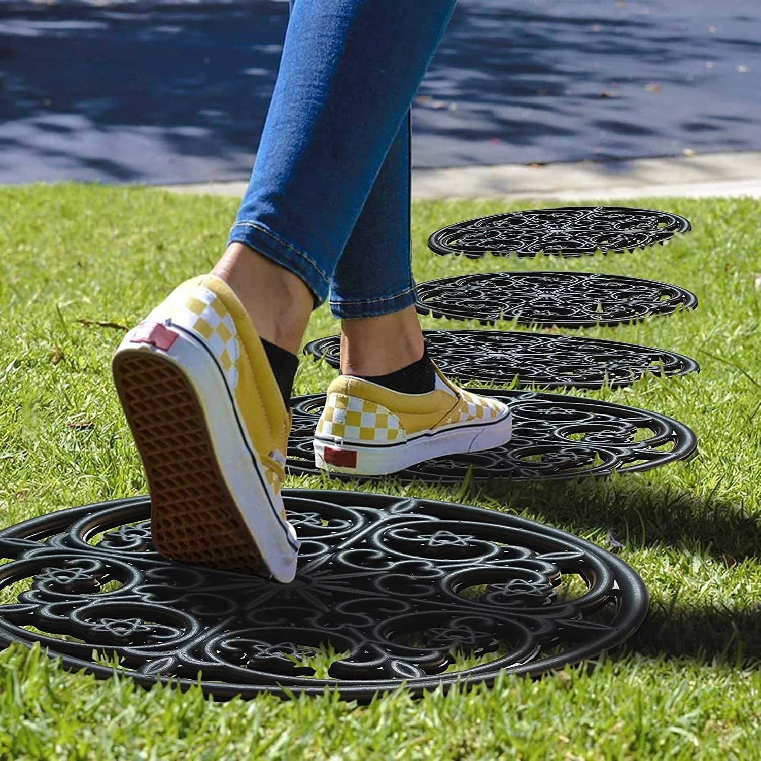 A1HC Rubber Step Mat Multi Functional -Garden Stepping Stone Mat. Outdoor Decorative Tray
