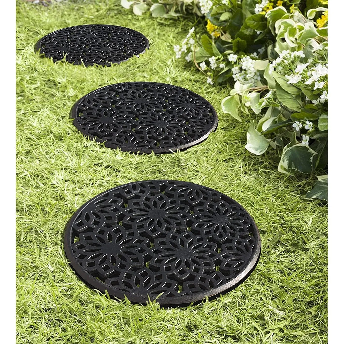 A1HC Rubber Step Mat Multi Functional -Garden Stepping Stone Mat. Outdoor Decorative Tray