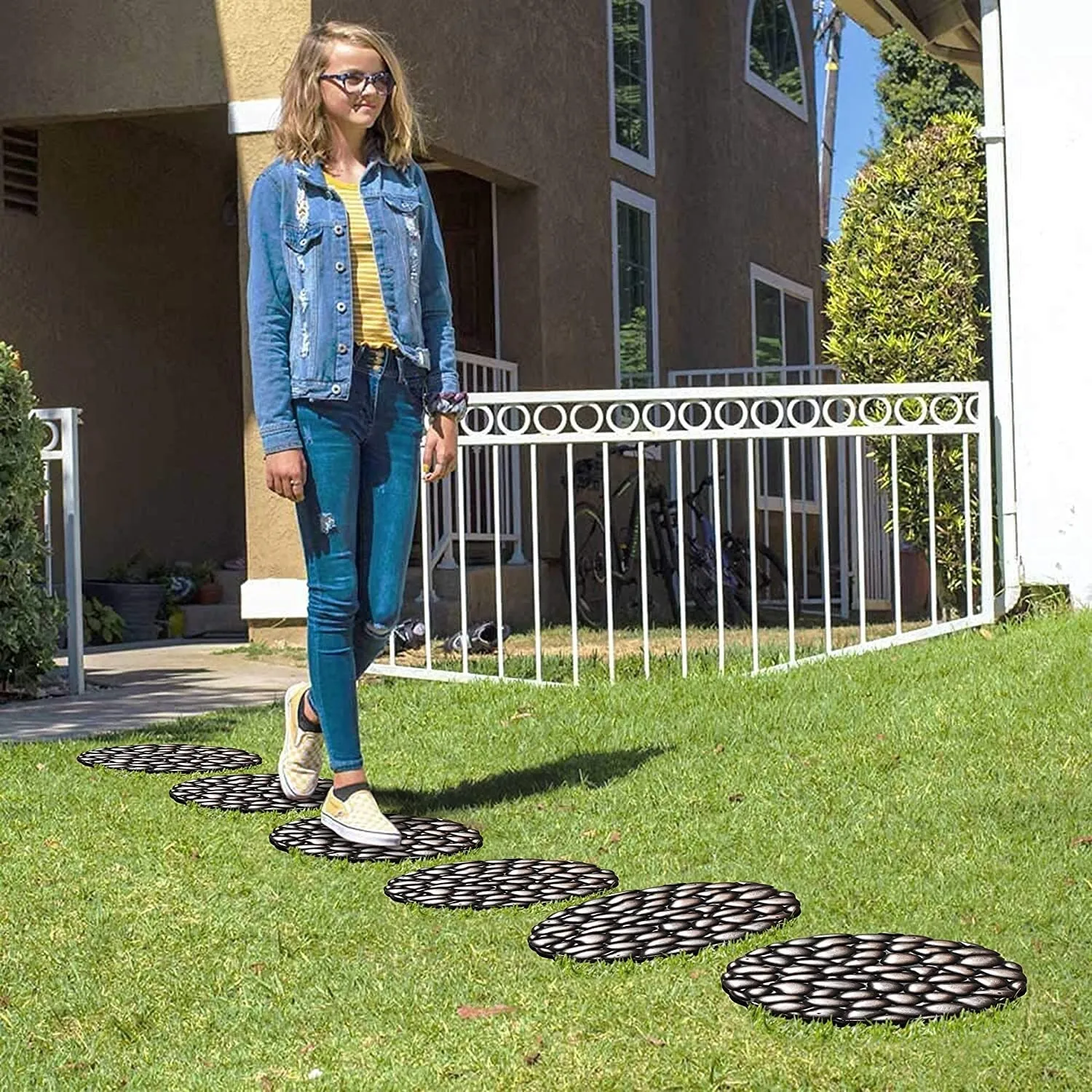 A1HC Rubber Step Mat Multi Functional -Garden Stepping Stone Mat. Outdoor Decorative Tray