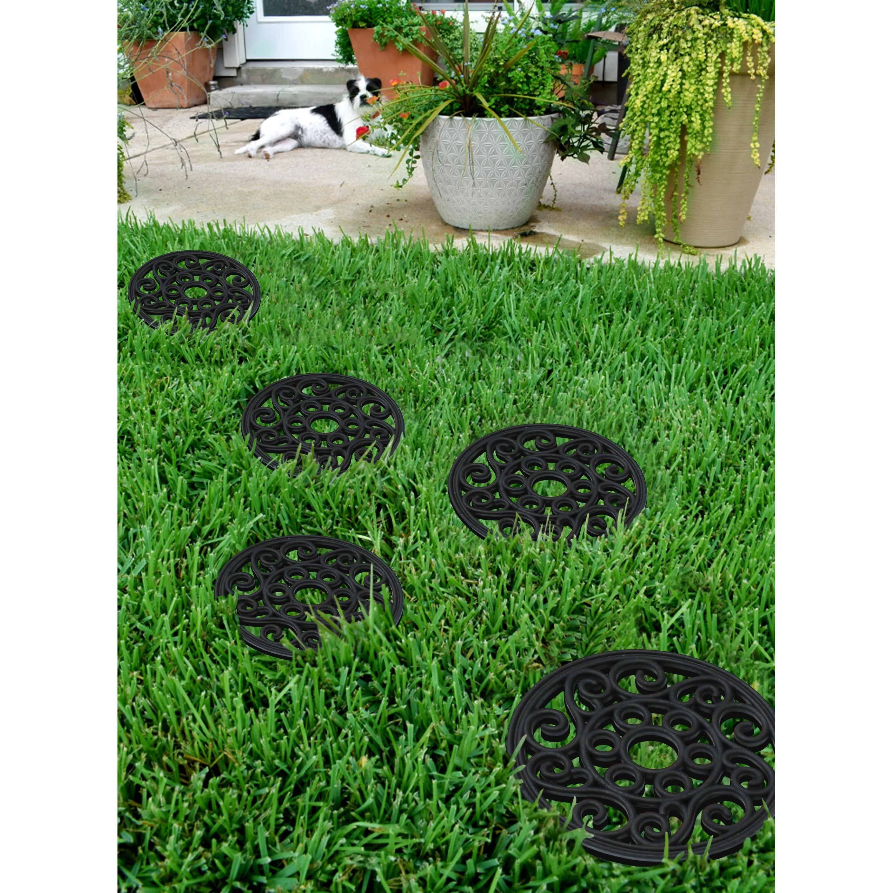 A1HC Rubber Step Mat Multi Functional -Garden Stepping Stone Mat. Outdoor Decorative Tray