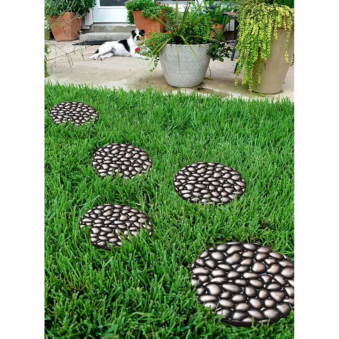 A1HC Rubber Step Mat Multi Functional -Garden Stepping Stone Mat. Outdoor Decorative Tray