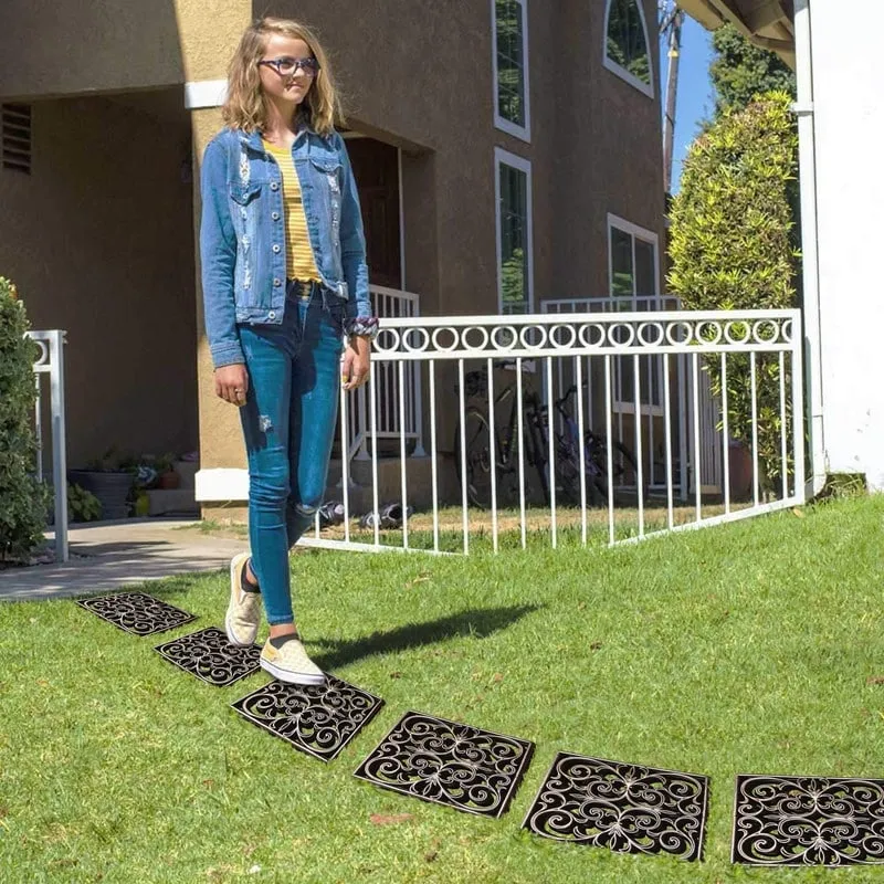 A1HC Rubber Step Mat Multi Functional -Garden Stepping Stone Mat. Outdoor Decorative Tray