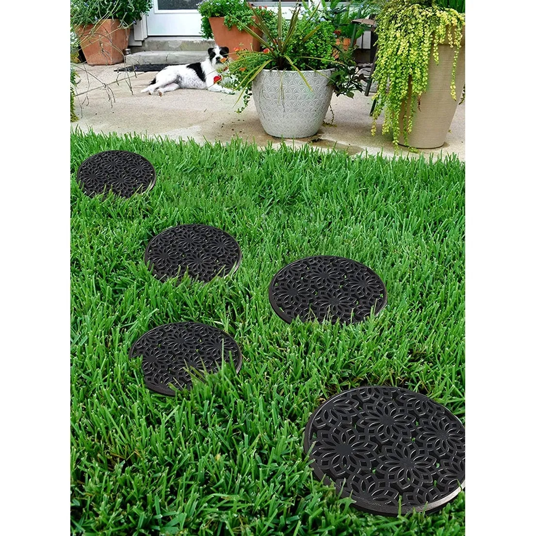A1HC Rubber Step Mat Multi Functional -Garden Stepping Stone Mat. Outdoor Decorative Tray