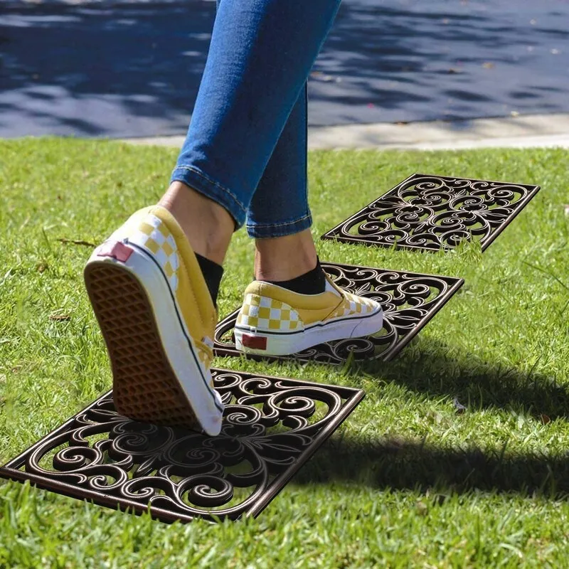 A1HC Rubber Step Mat Multi Functional -Garden Stepping Stone Mat. Outdoor Decorative Tray