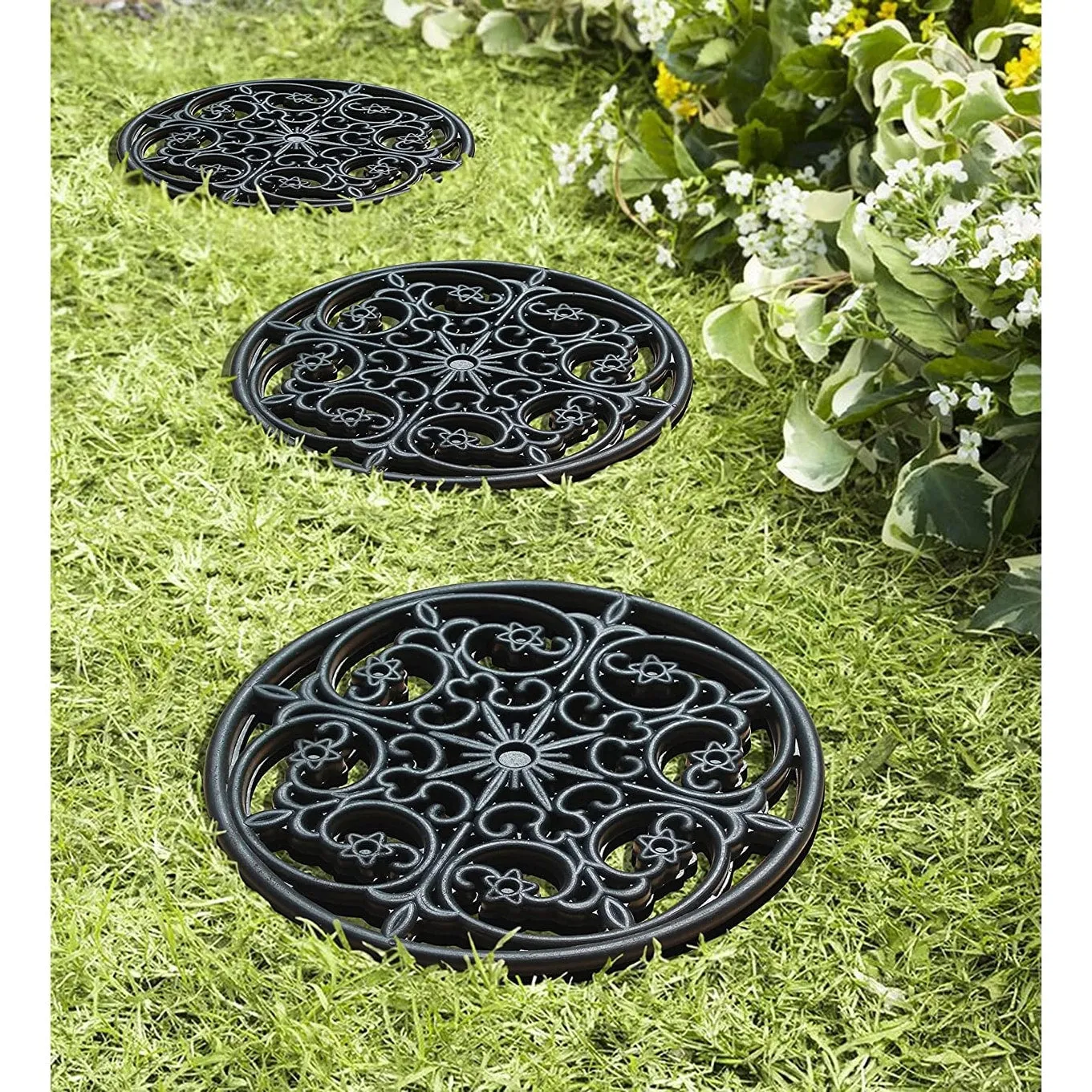 A1HC Rubber Step Mat Multi Functional -Garden Stepping Stone Mat. Outdoor Decorative Tray