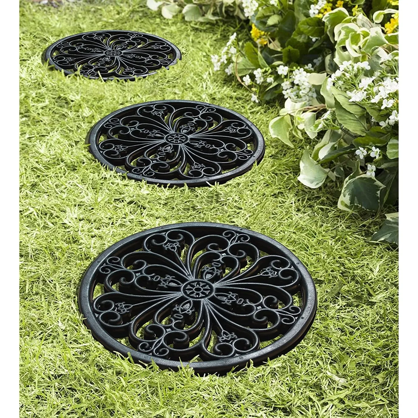 A1HC Rubber Step Mat Multi Functional -Garden Stepping Stone Mat. Outdoor Decorative Tray
