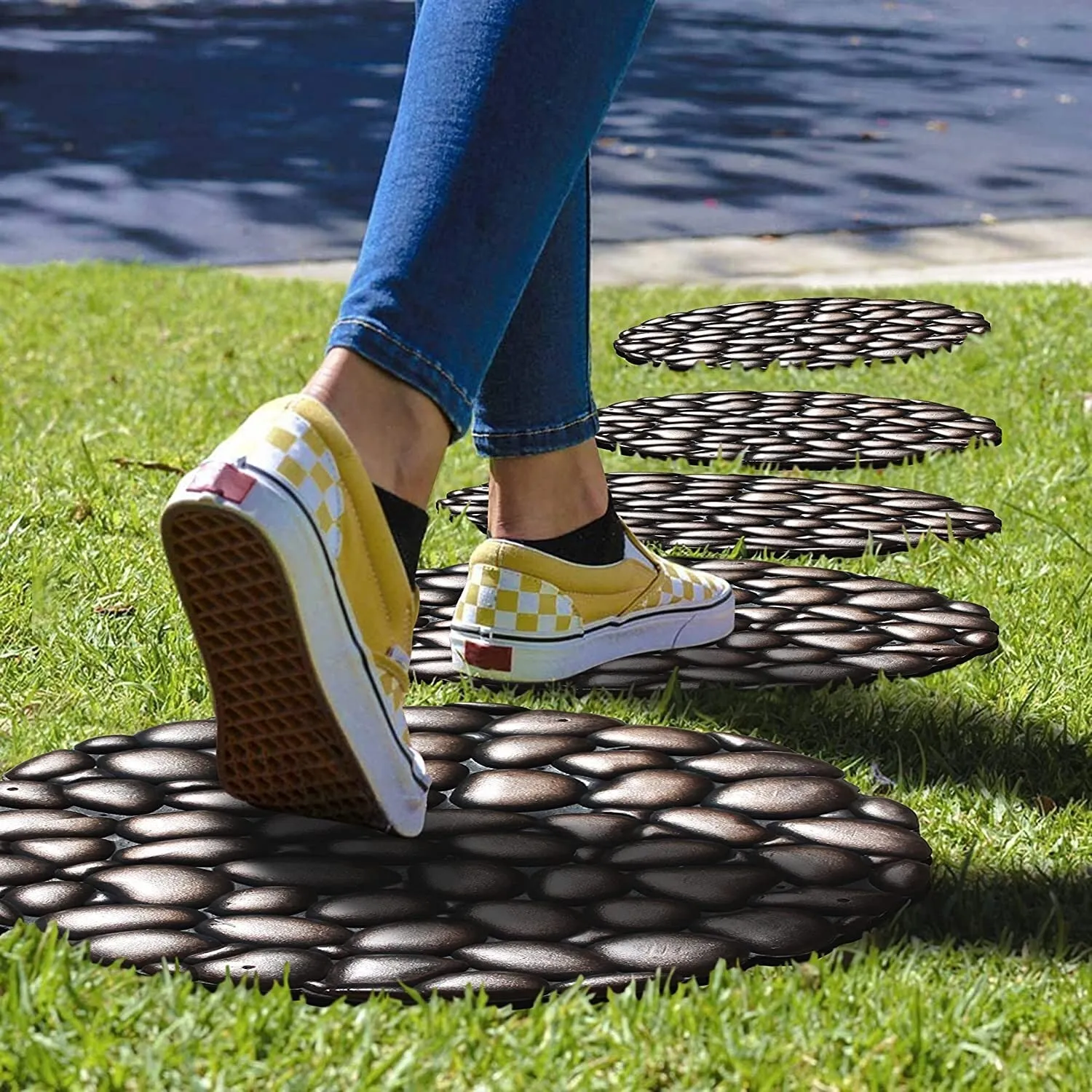 A1HC Rubber Step Mat Multi Functional -Garden Stepping Stone Mat. Outdoor Decorative Tray