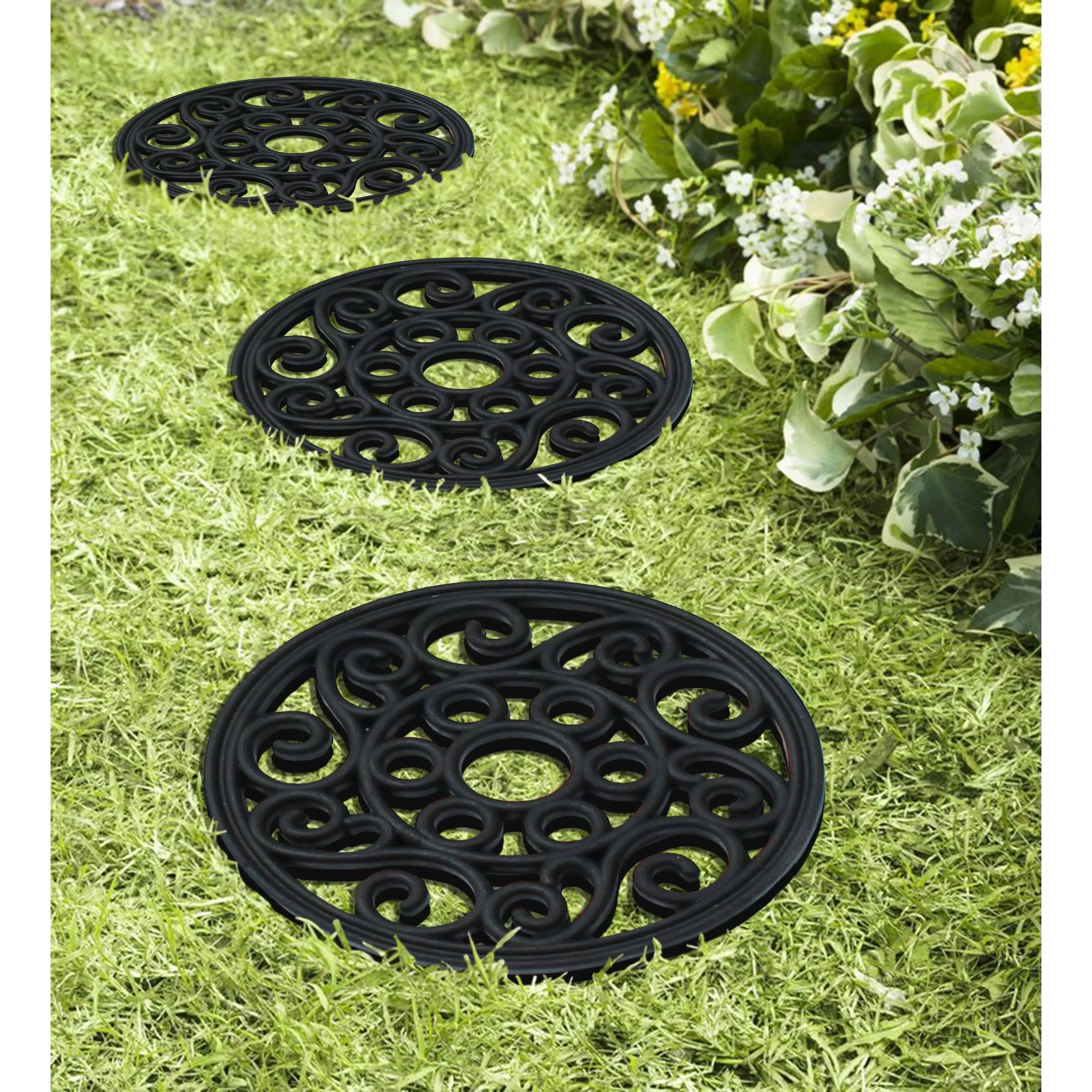 A1HC Rubber Step Mat Multi Functional -Garden Stepping Stone Mat. Outdoor Decorative Tray