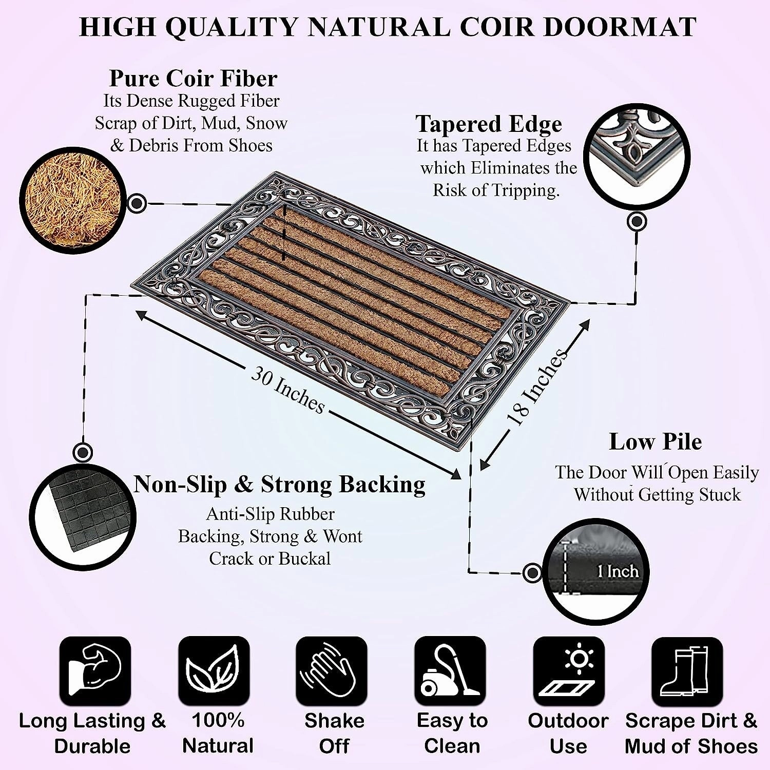 A1HC Rubber and Coir Large Heavy-Duty Outdoor Doormat