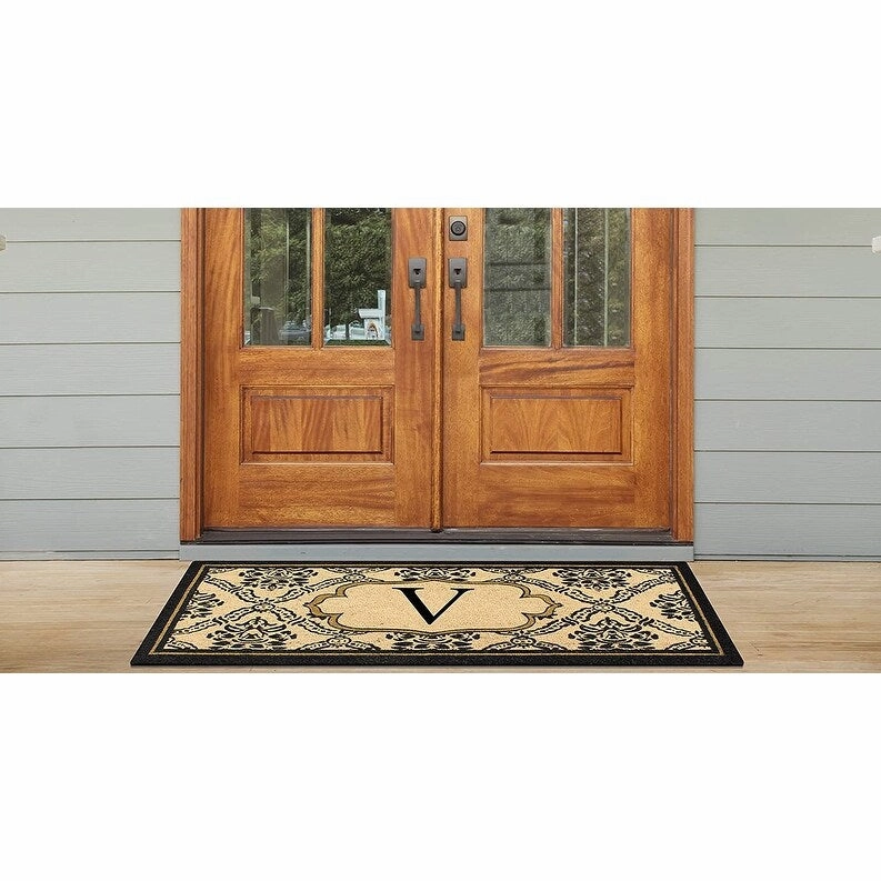 A1HC Uriel Bleached Coir Anti-shred Monogrammed Doormat. 30 X 60