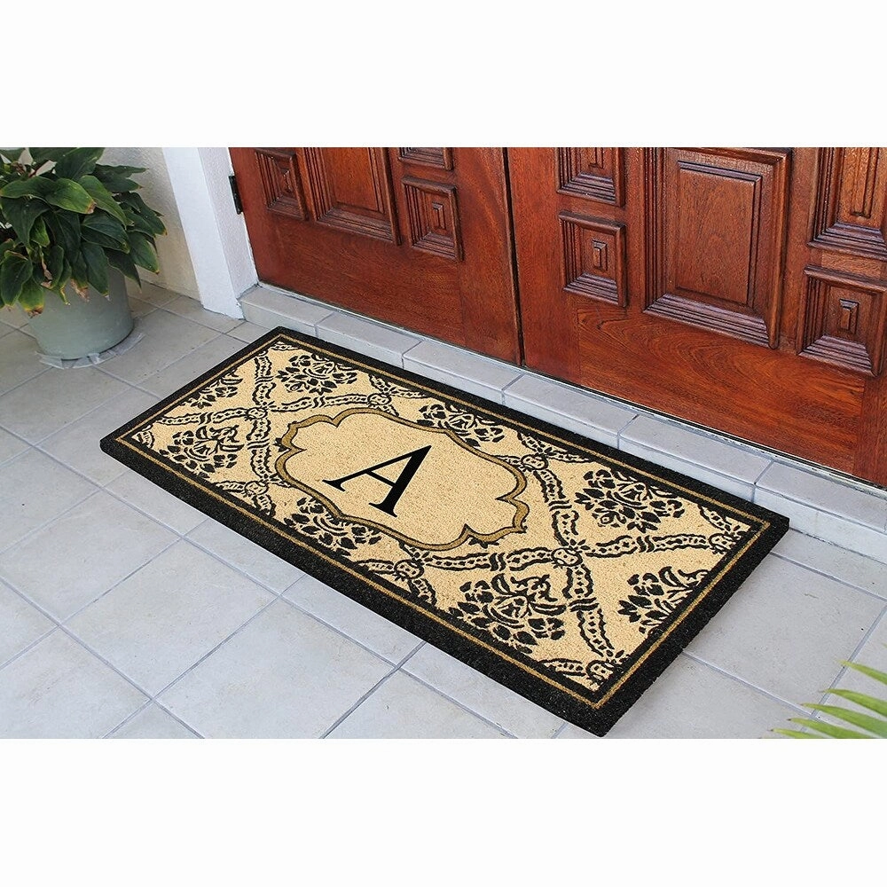 A1HC Uriel Bleached Coir Anti-shred Monogrammed Doormat. 30 X 60