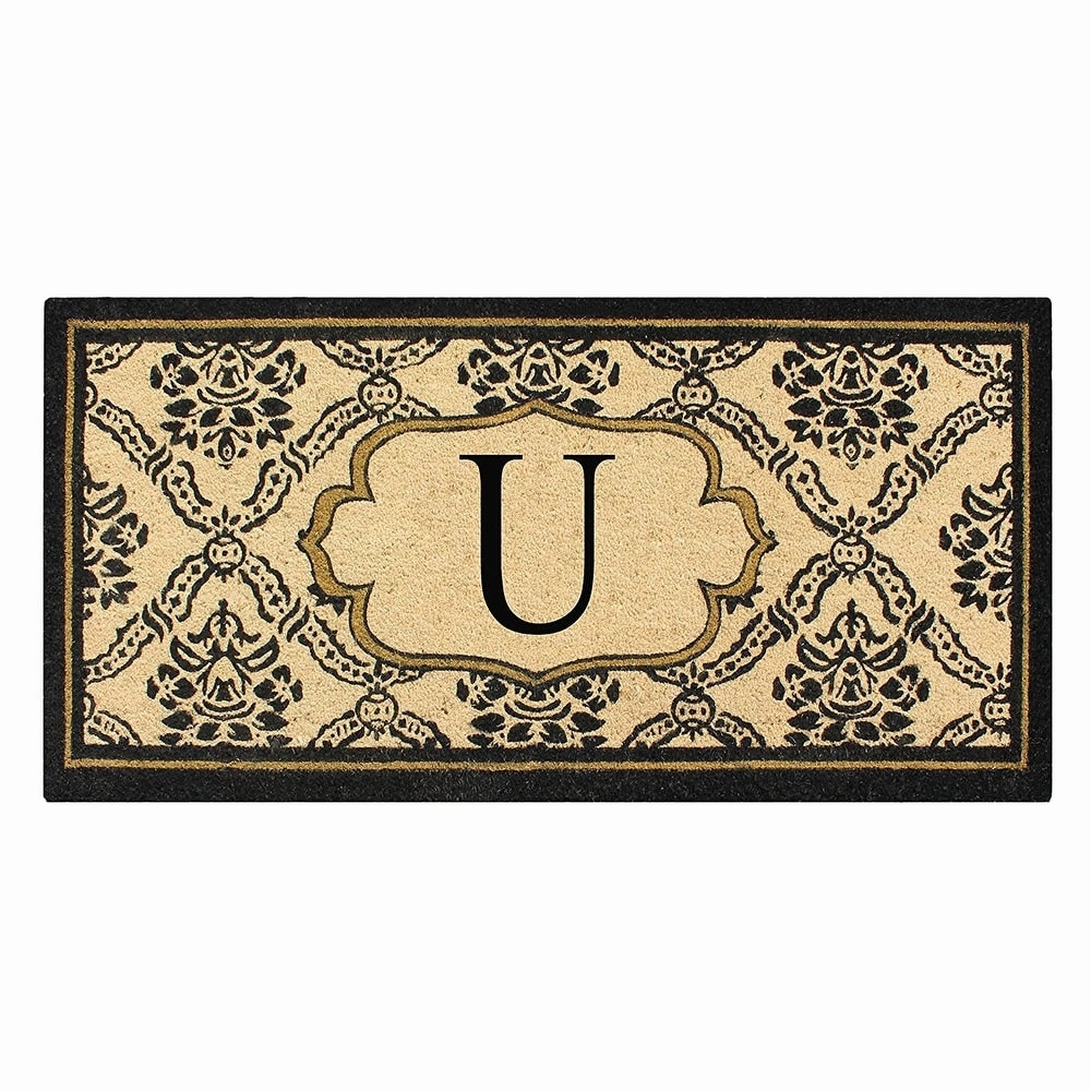 A1HC Uriel Bleached Coir Anti-shred Monogrammed Doormat. 30 X 60