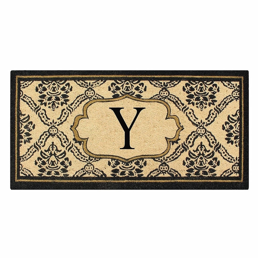 A1HC Uriel Bleached Coir Anti-shred Monogrammed Doormat. 30 X 60