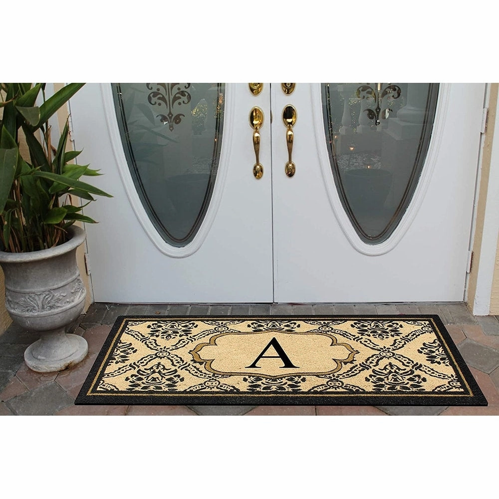 A1HC Uriel Bleached Coir Anti-shred Monogrammed Doormat. 30 X 60