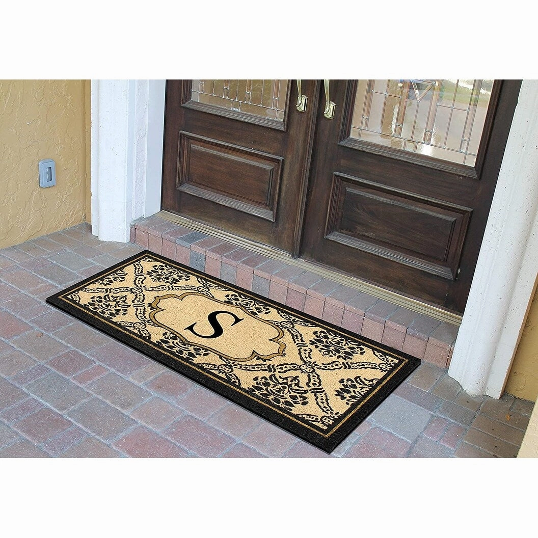 A1HC Uriel Bleached Coir Anti-shred Monogrammed Doormat. 30 X 60