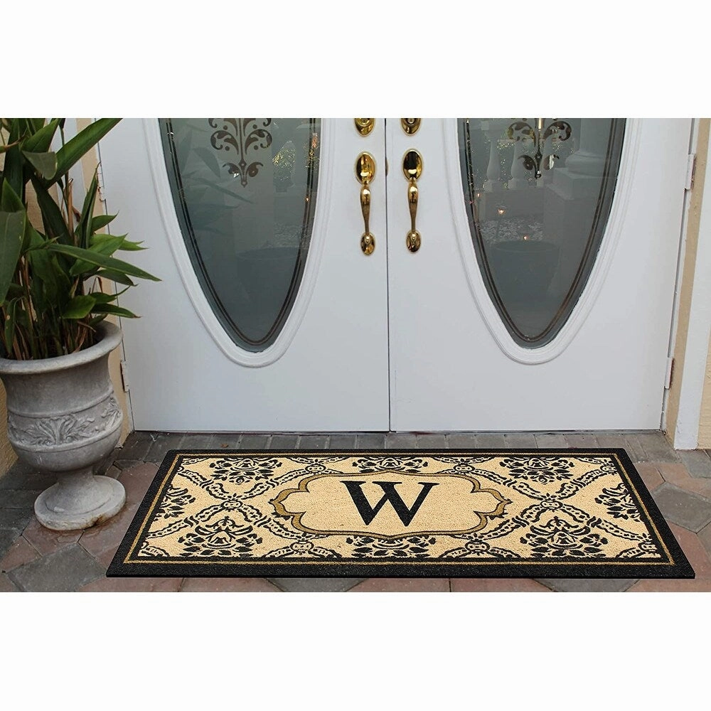 A1HC Uriel Bleached Coir Anti-shred Monogrammed Doormat. 30 X 60