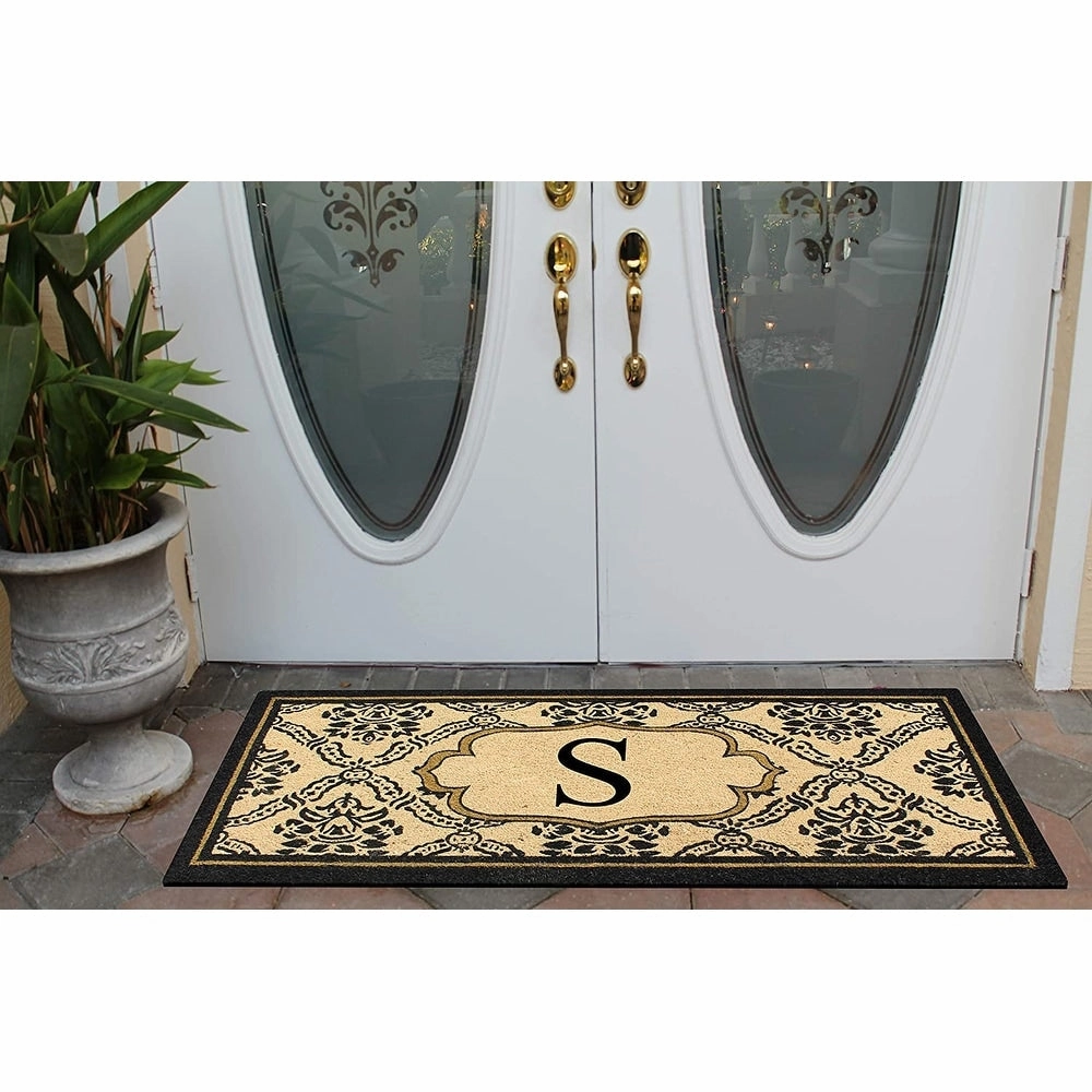 A1HC Uriel Bleached Coir Anti-shred Monogrammed Doormat. 30 X 60