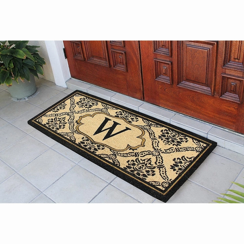 A1HC Uriel Bleached Coir Anti-shred Monogrammed Doormat. 30 X 60