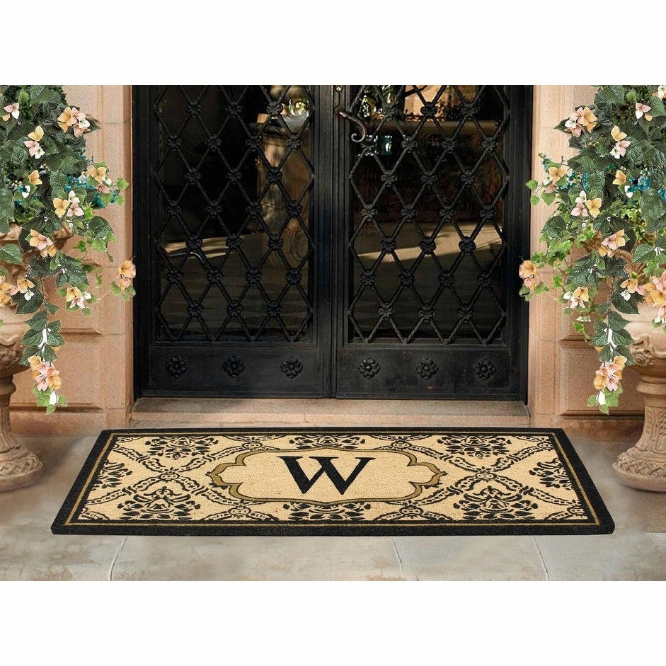 A1HC Uriel Bleached Coir Anti-shred Monogrammed Doormat. 30 X 60