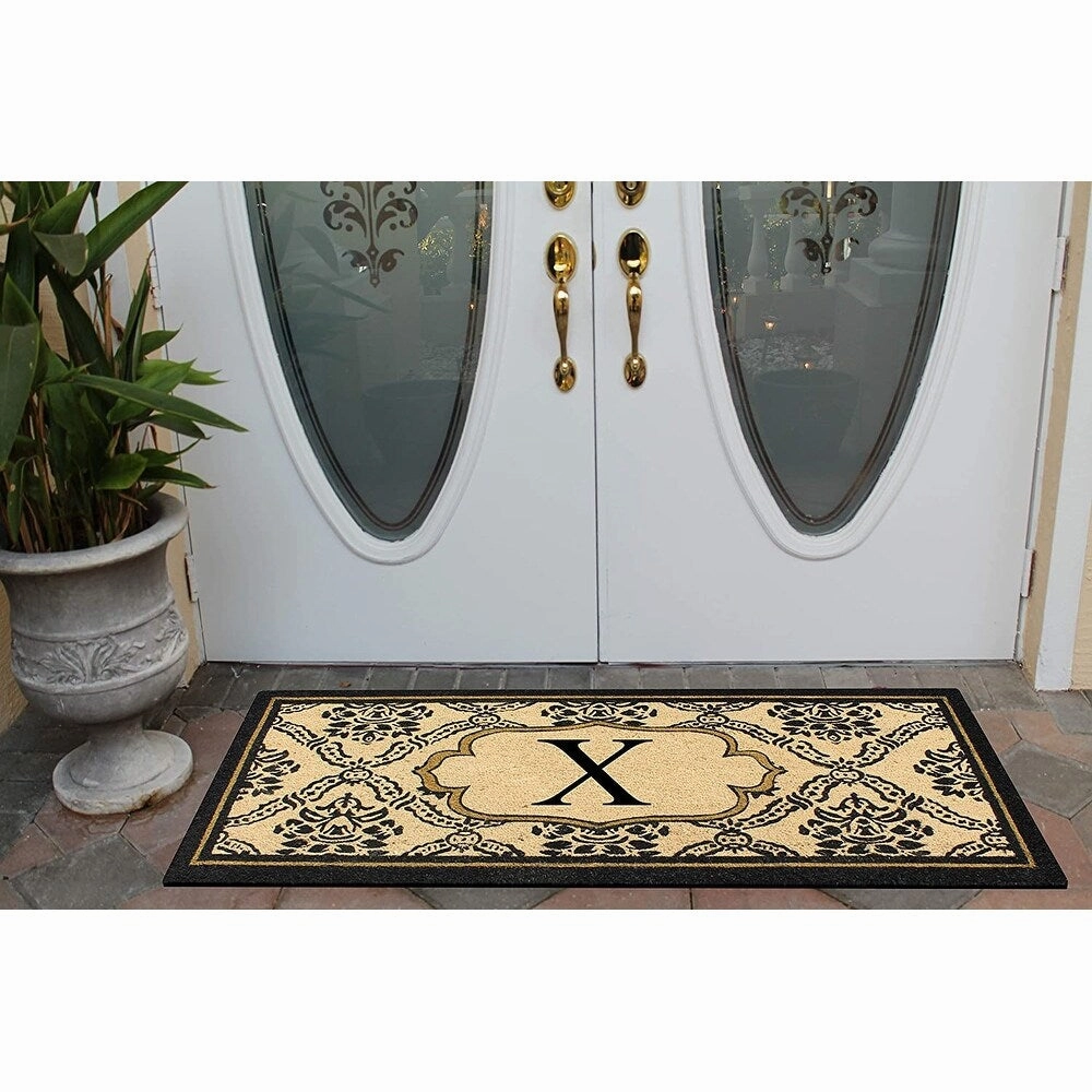 A1HC Uriel Bleached Coir Anti-shred Monogrammed Doormat. 30 X 60