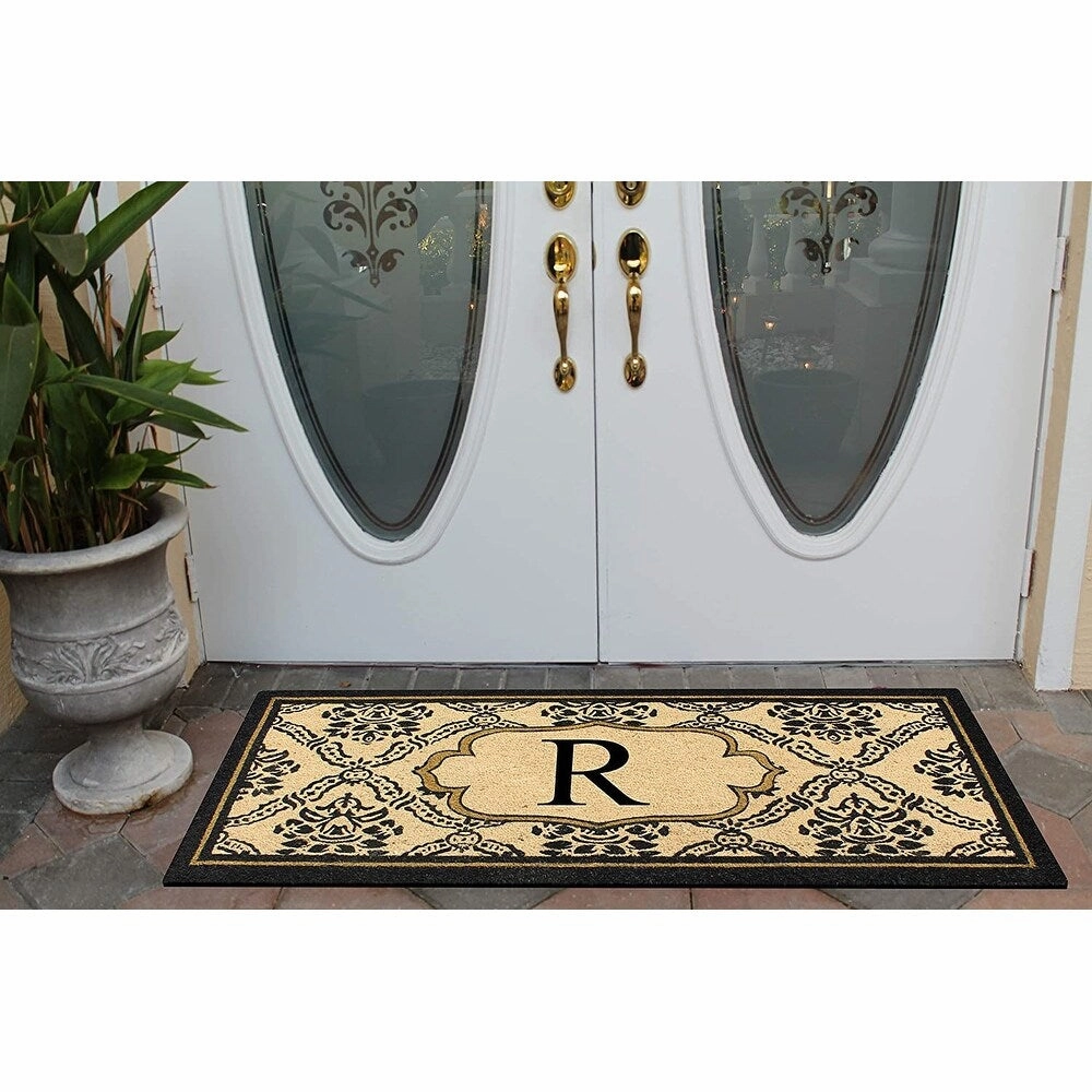 A1HC Uriel Bleached Coir Anti-shred Monogrammed Doormat. 30 X 60