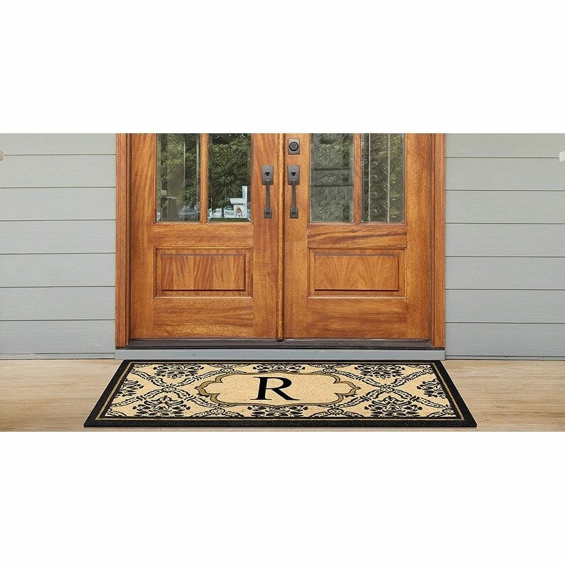 A1HC Uriel Bleached Coir Anti-shred Monogrammed Doormat. 30 X 60