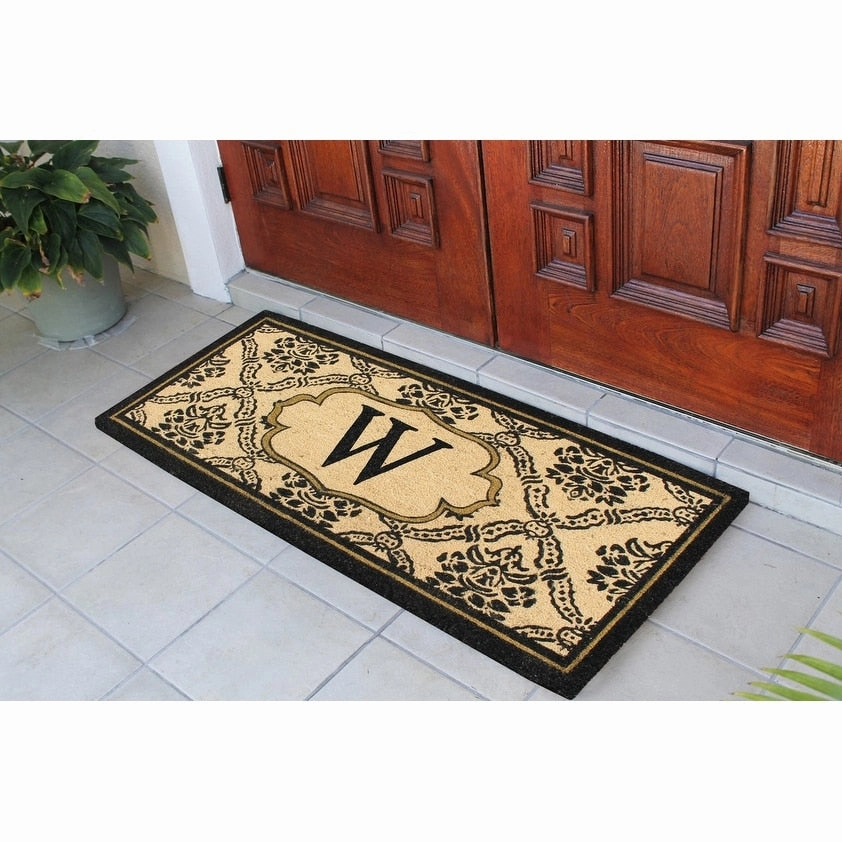 A1HC Uriel Bleached Coir Anti-shred Monogrammed Doormat. 30 X 60