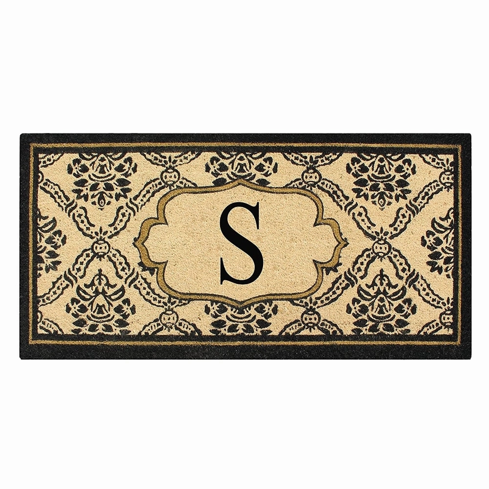 A1HC Uriel Bleached Coir Anti-shred Monogrammed Doormat. 30 X 60