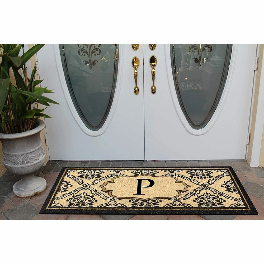 A1HC Uriel Bleached Coir Anti-shred Monogrammed Doormat. 30 X 60