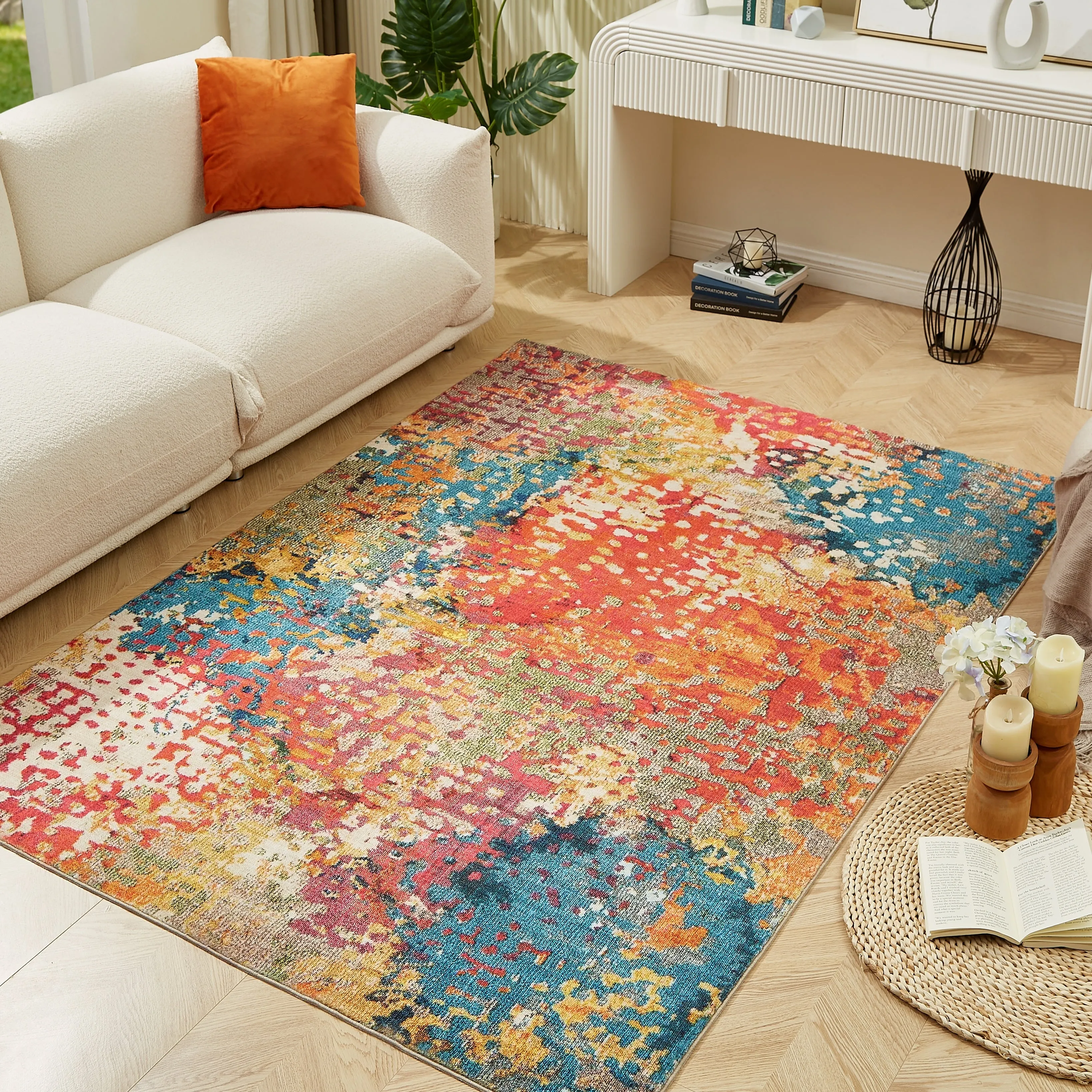 Abstract Design Machine Washable Area Rug 401