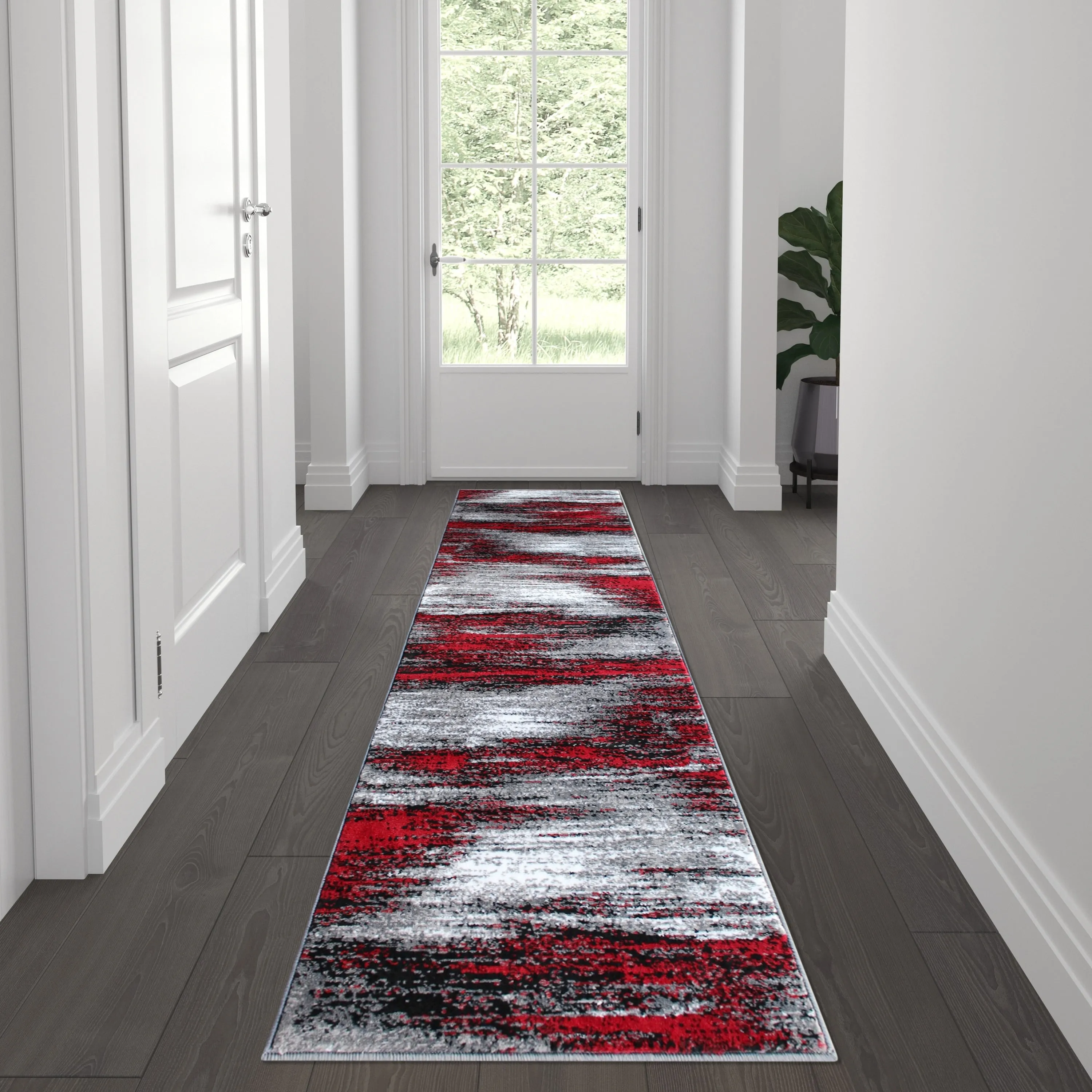 Abstract Style Accent Area Rug - Scraped Pattern
