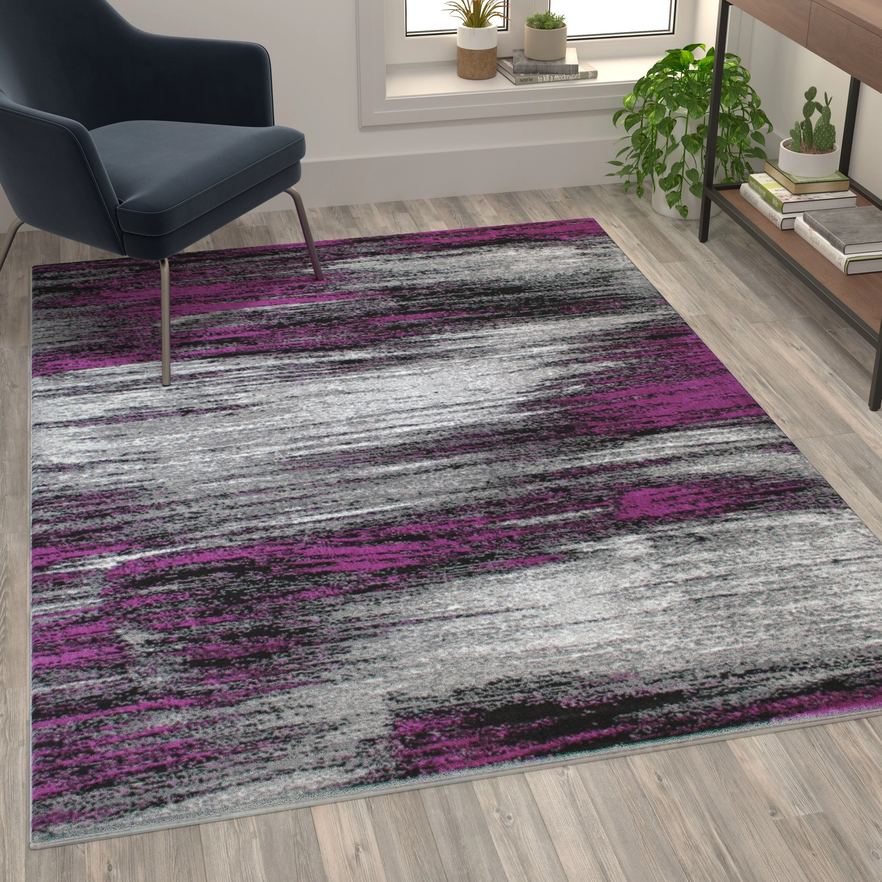 Abstract Style Accent Area Rug - Scraped Pattern