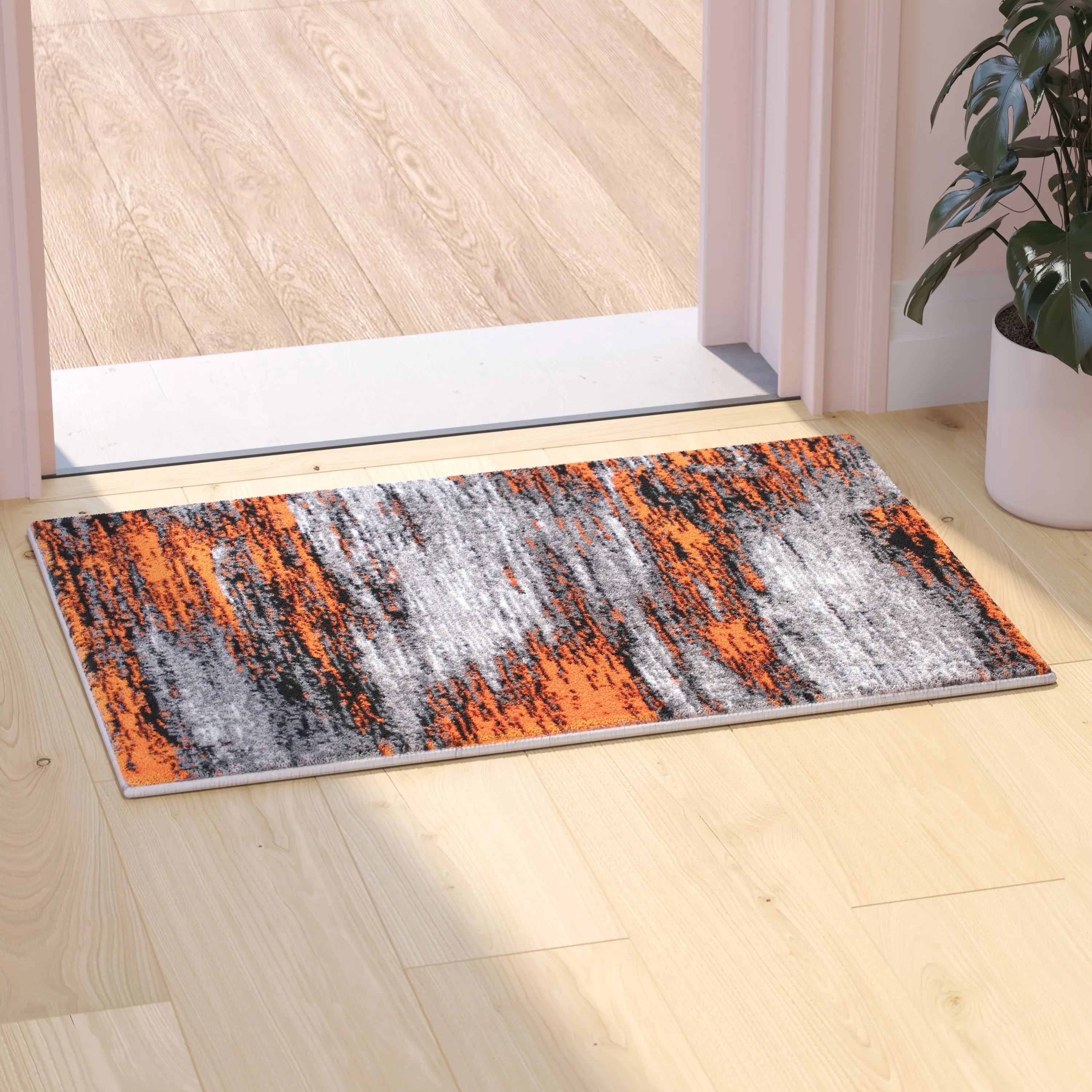 Abstract Style Accent Area Rug - Scraped Pattern