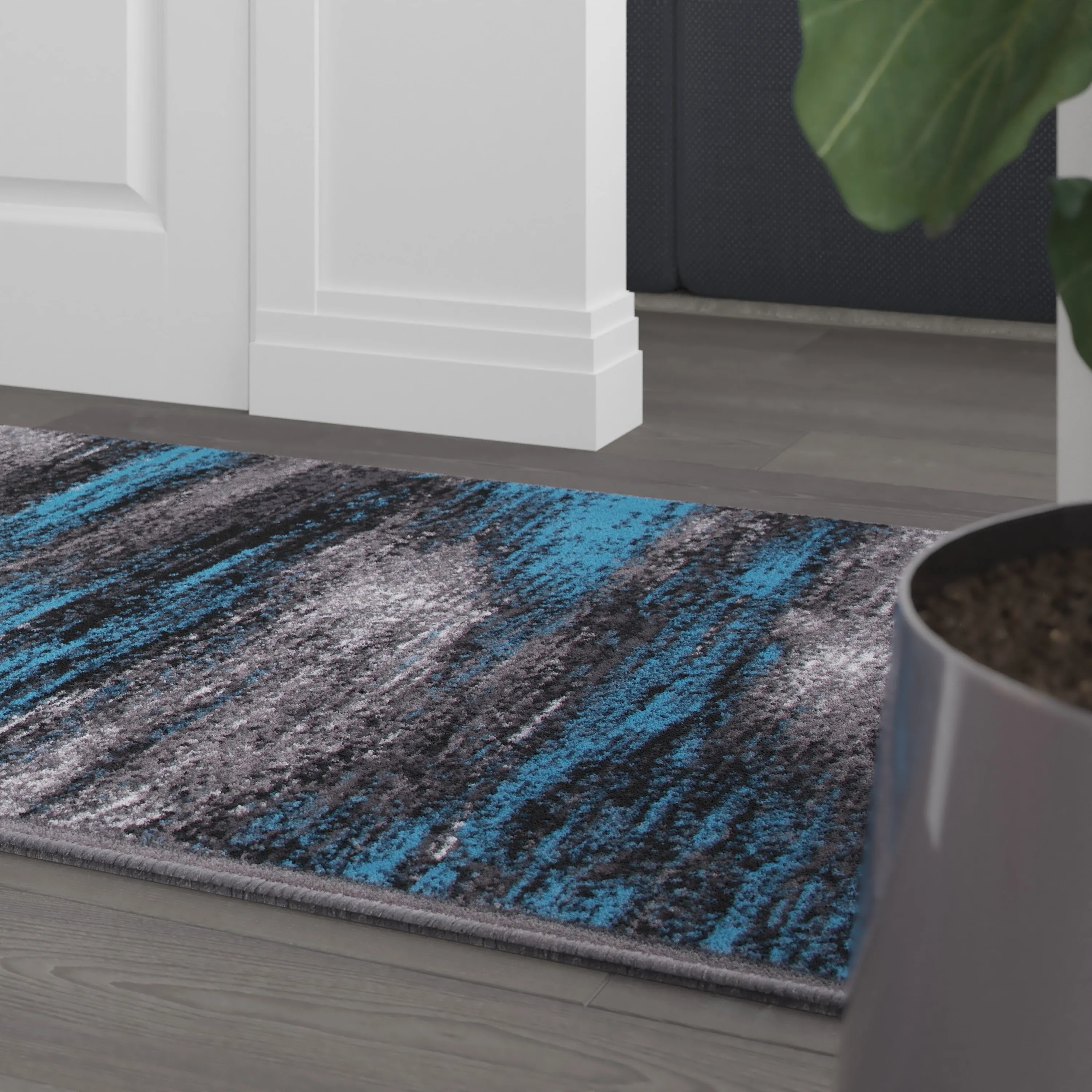 Abstract Style Accent Area Rug - Scraped Pattern