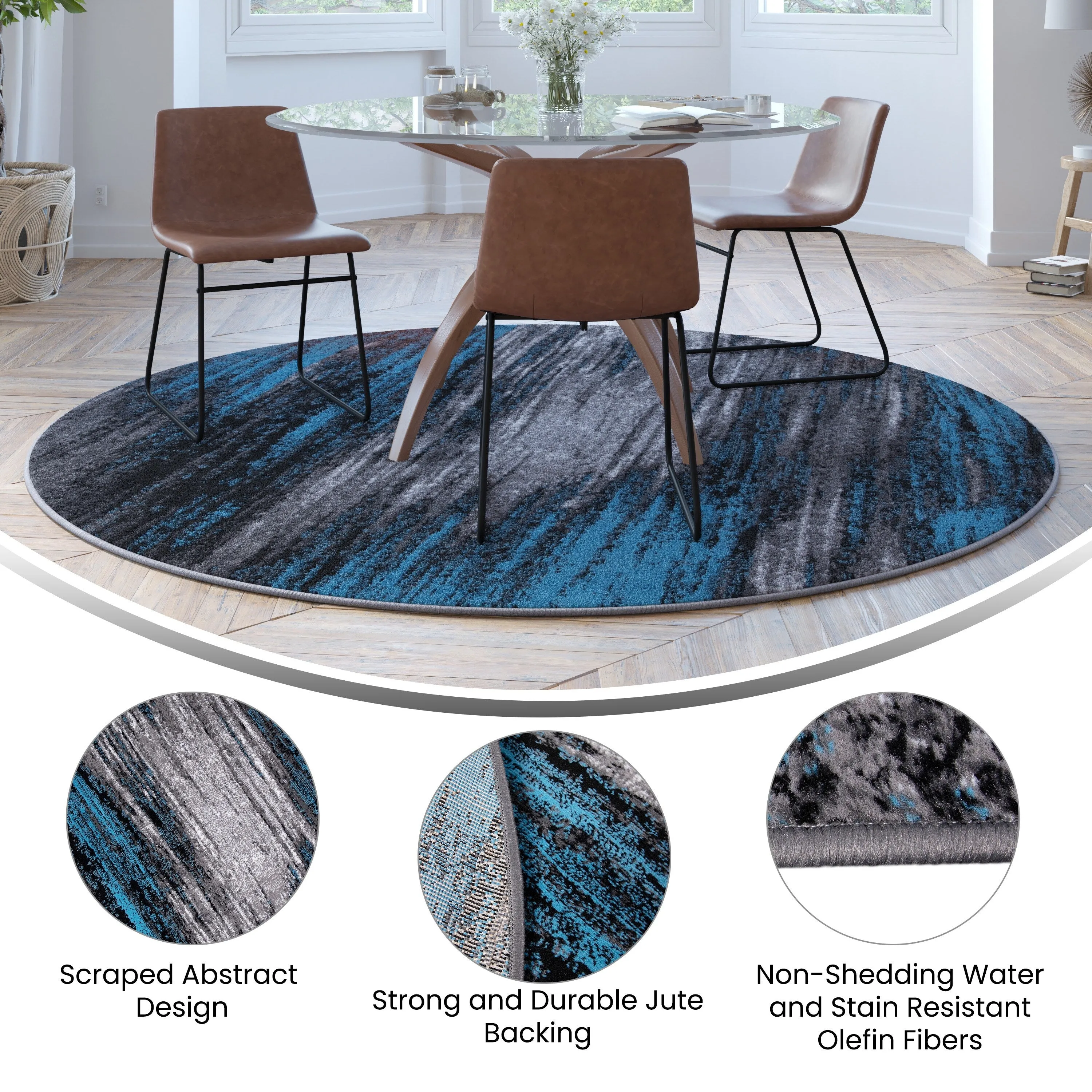 Abstract Style Accent Area Rug - Scraped Pattern