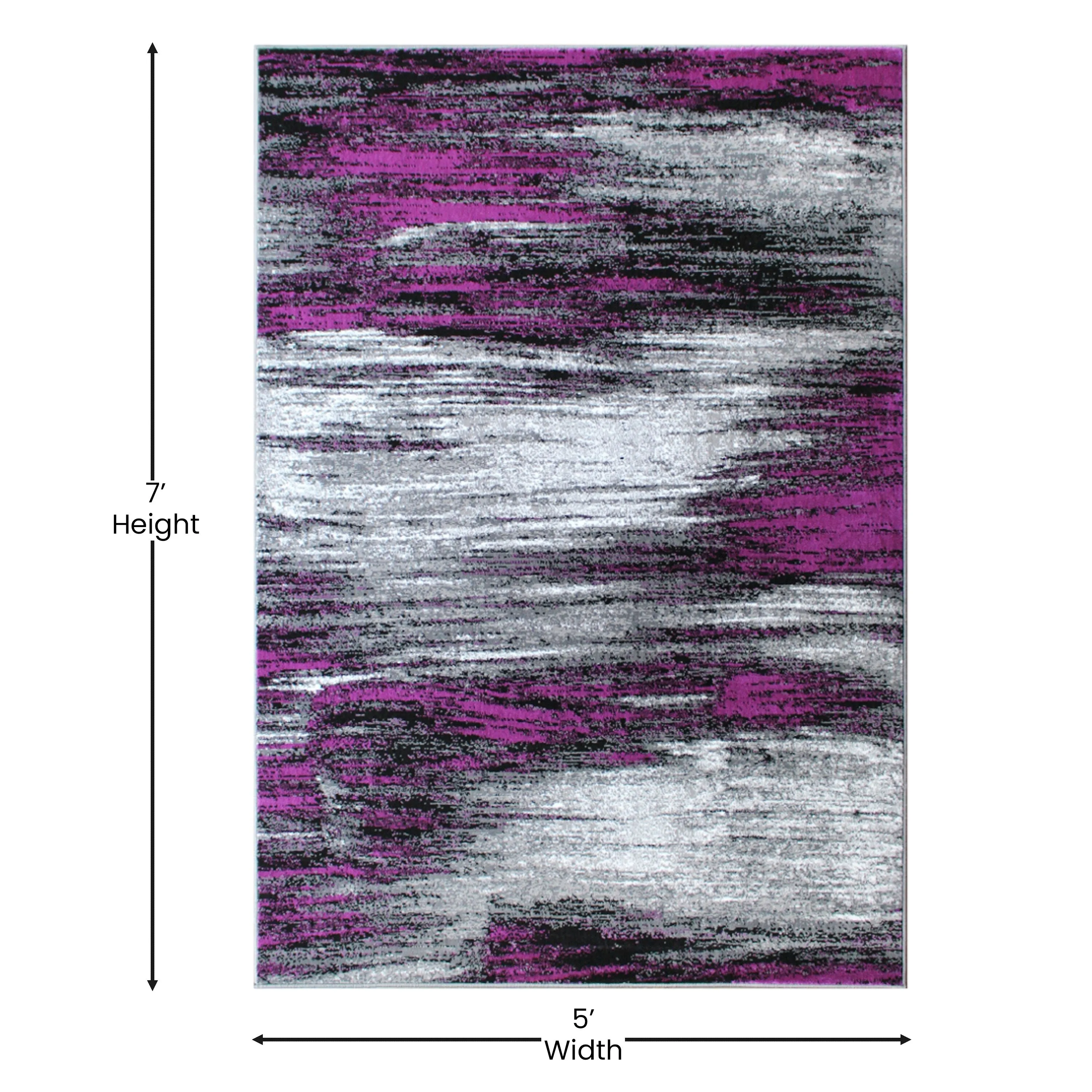 Abstract Style Accent Area Rug - Scraped Pattern