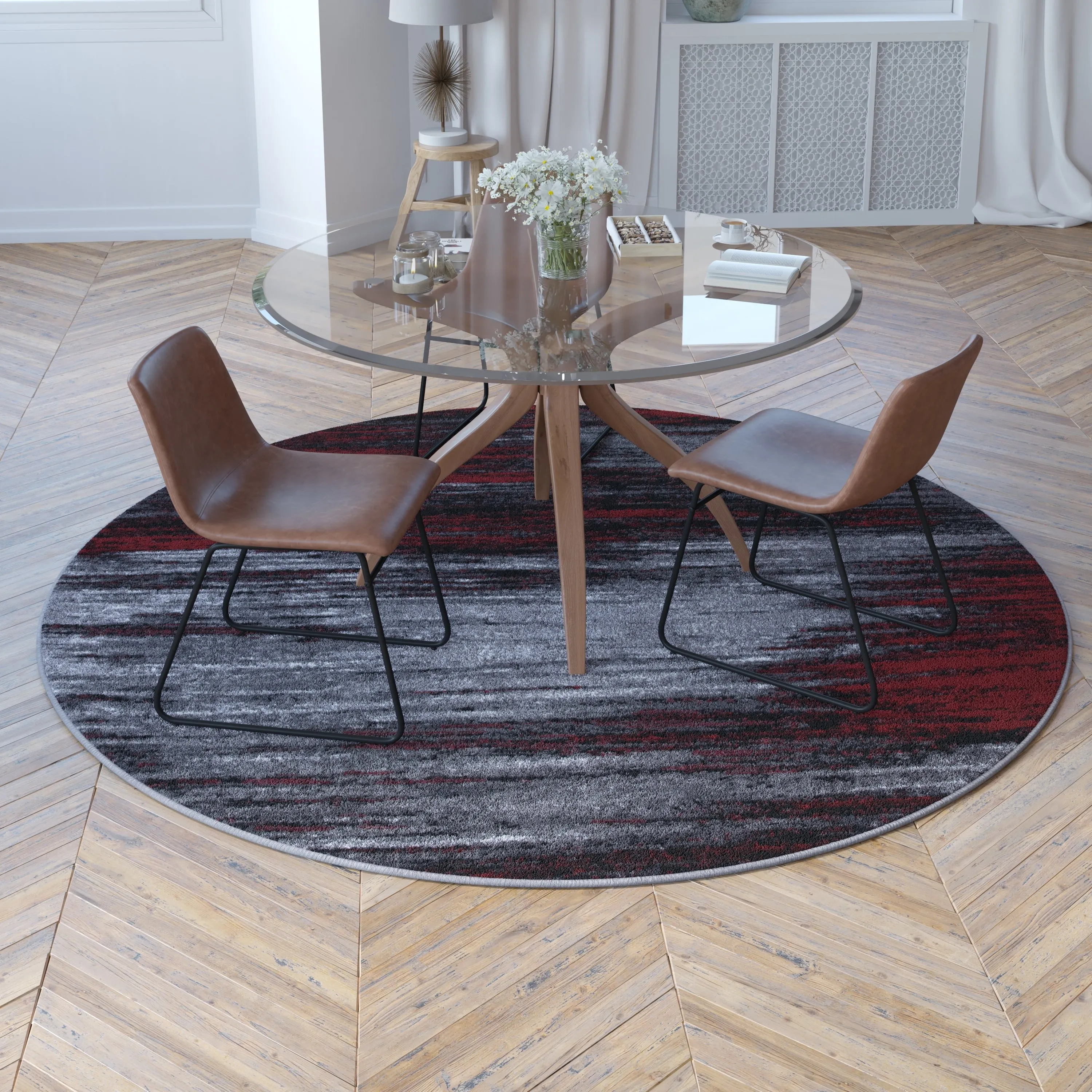 Abstract Style Accent Area Rug - Scraped Pattern