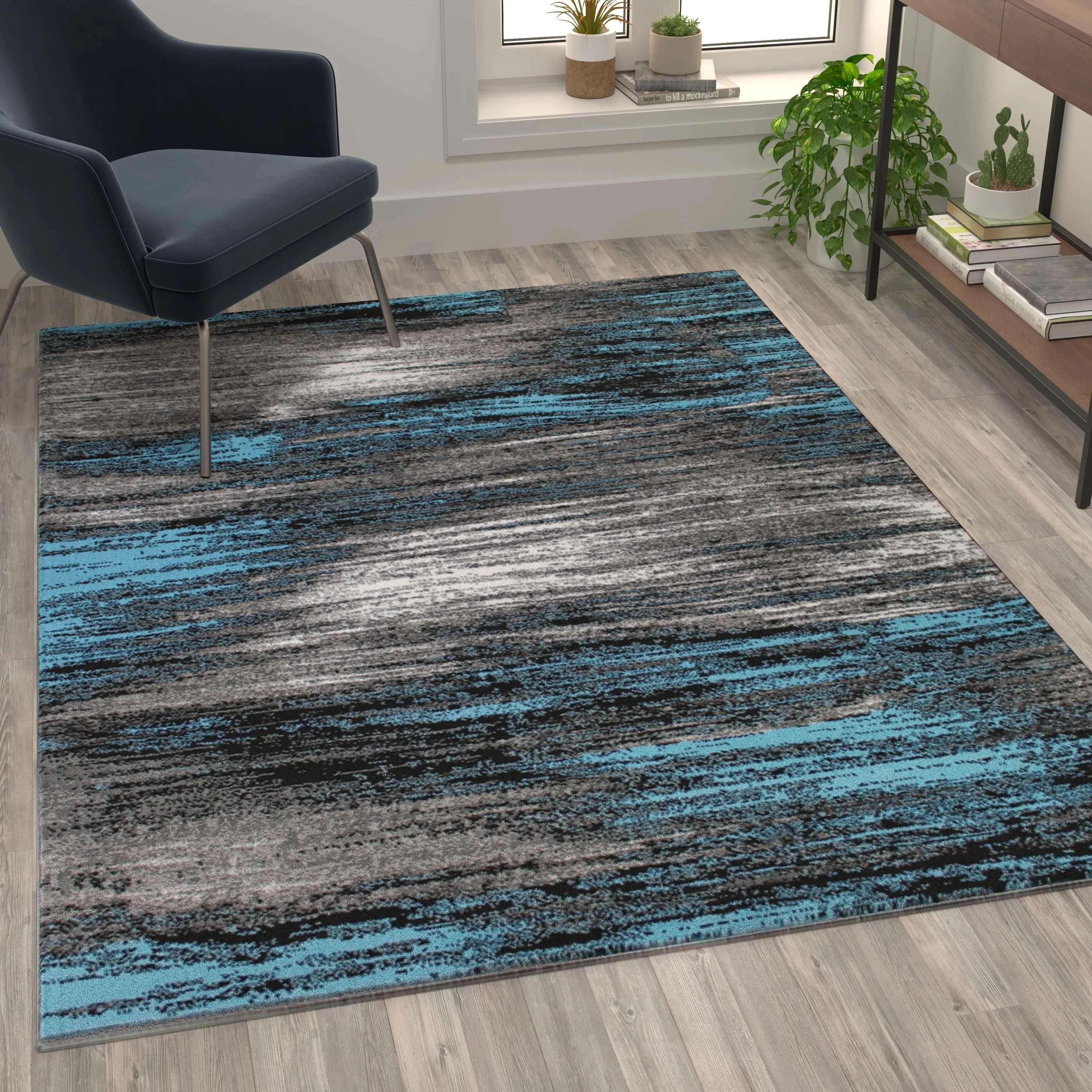 Abstract Style Accent Area Rug - Scraped Pattern