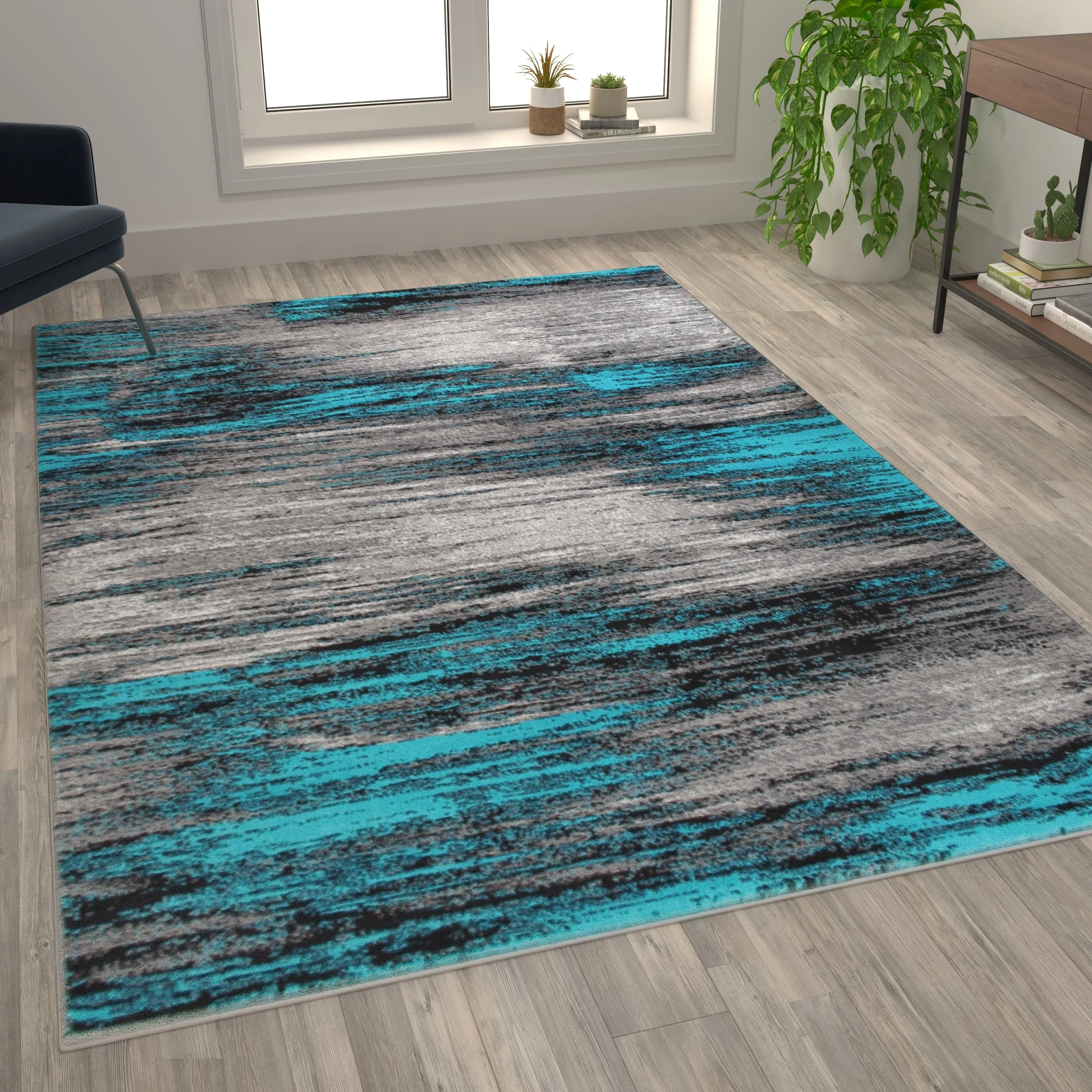 Abstract Style Accent Area Rug - Scraped Pattern