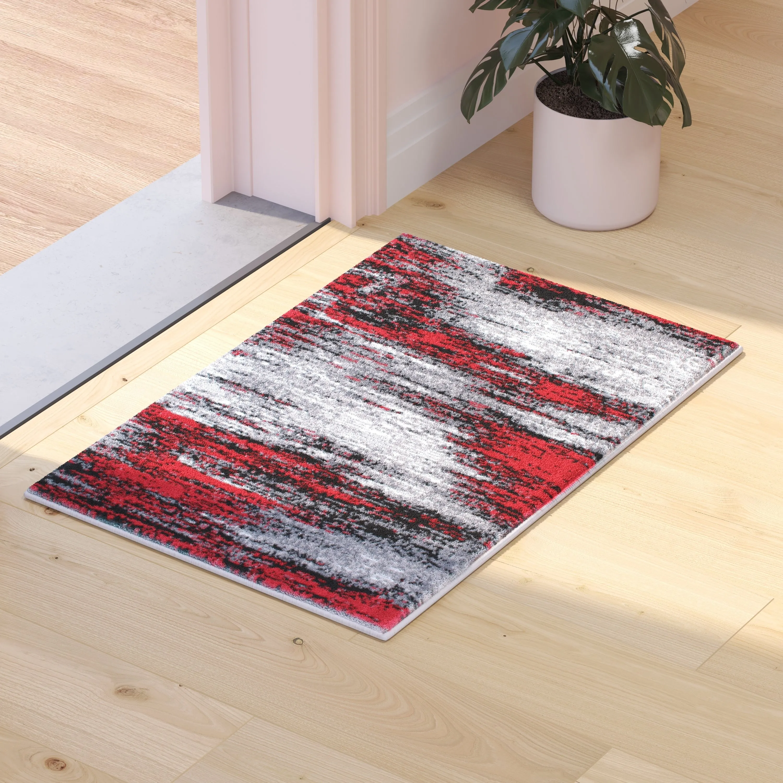 Abstract Style Accent Area Rug - Scraped Pattern