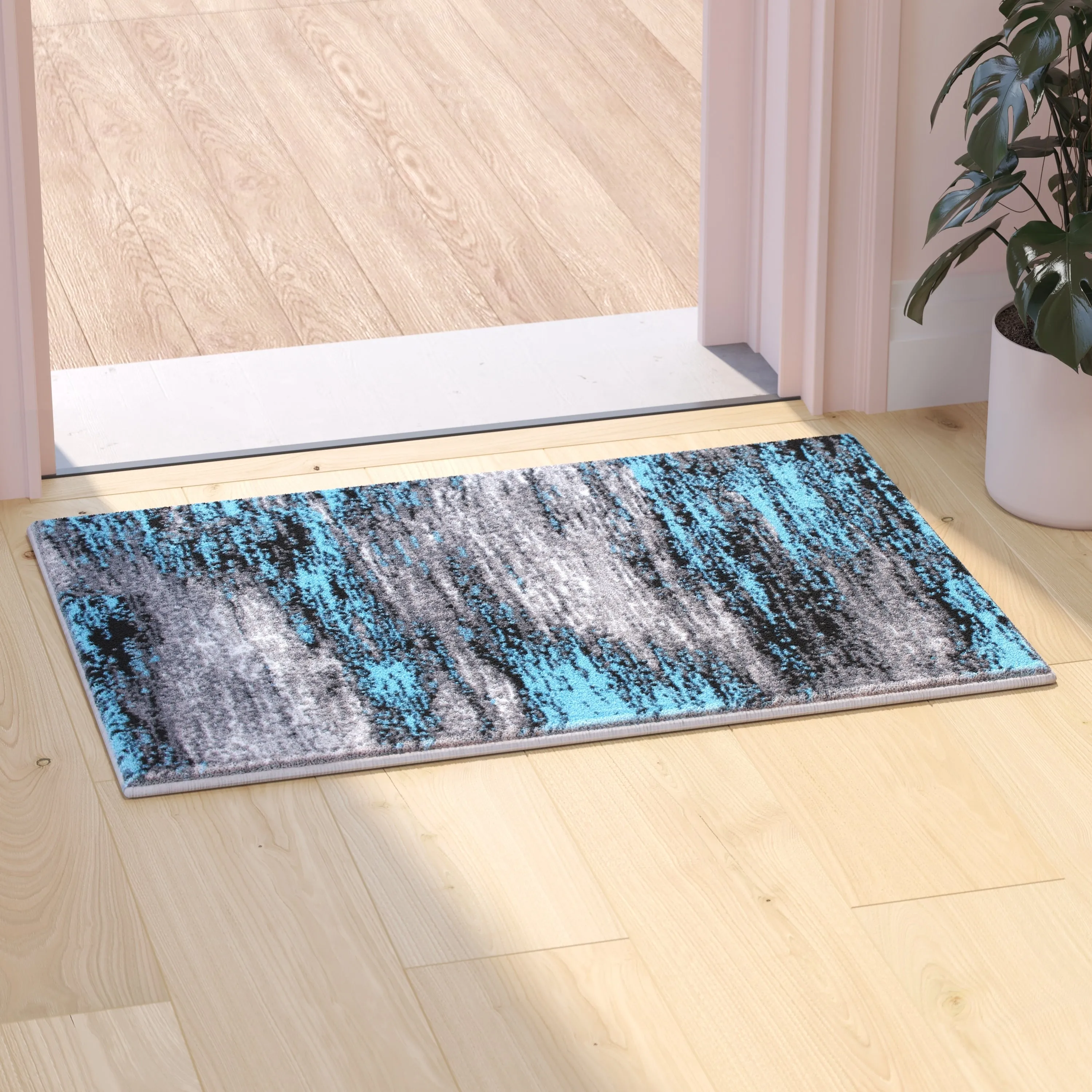 Abstract Style Accent Area Rug - Scraped Pattern