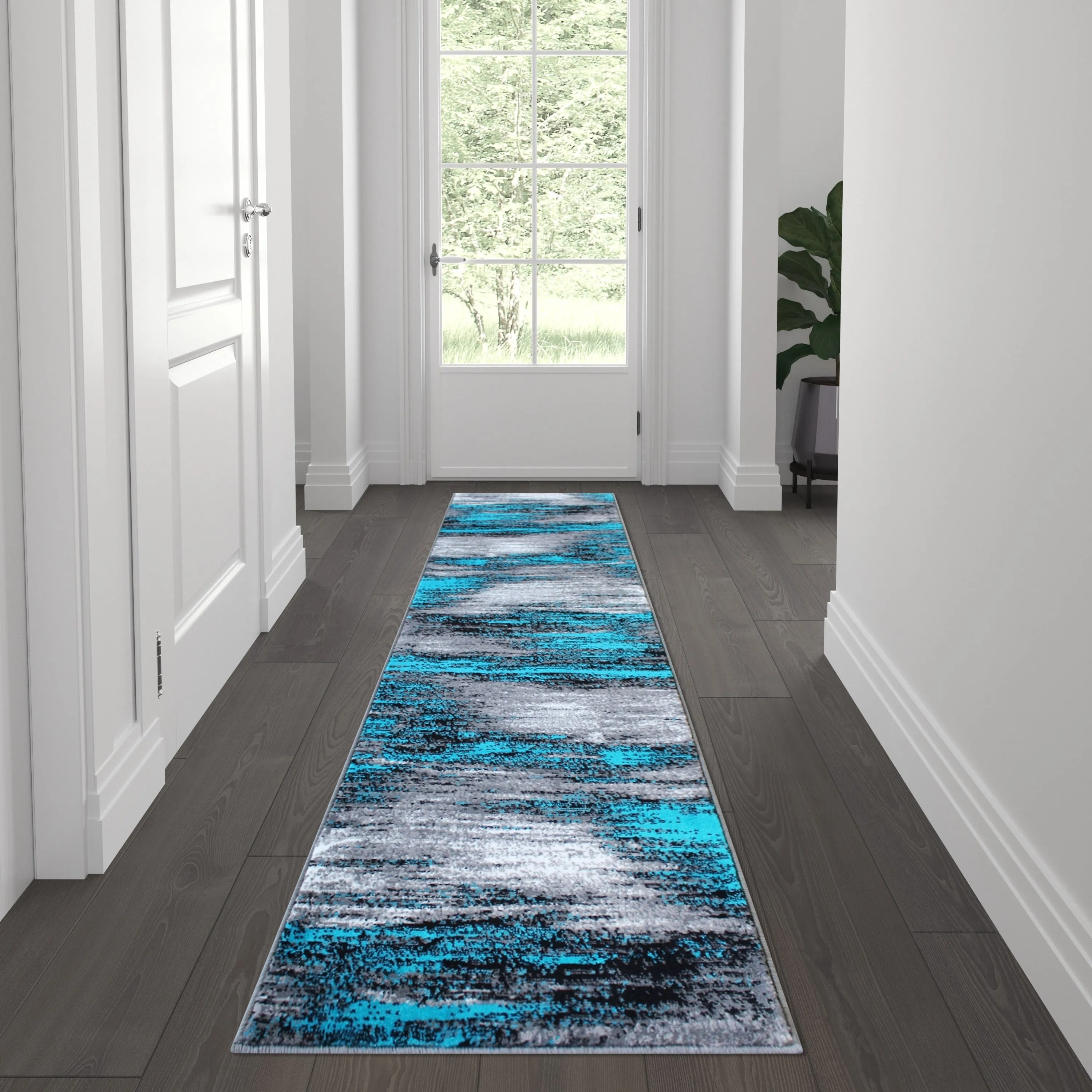 Abstract Style Accent Area Rug - Scraped Pattern