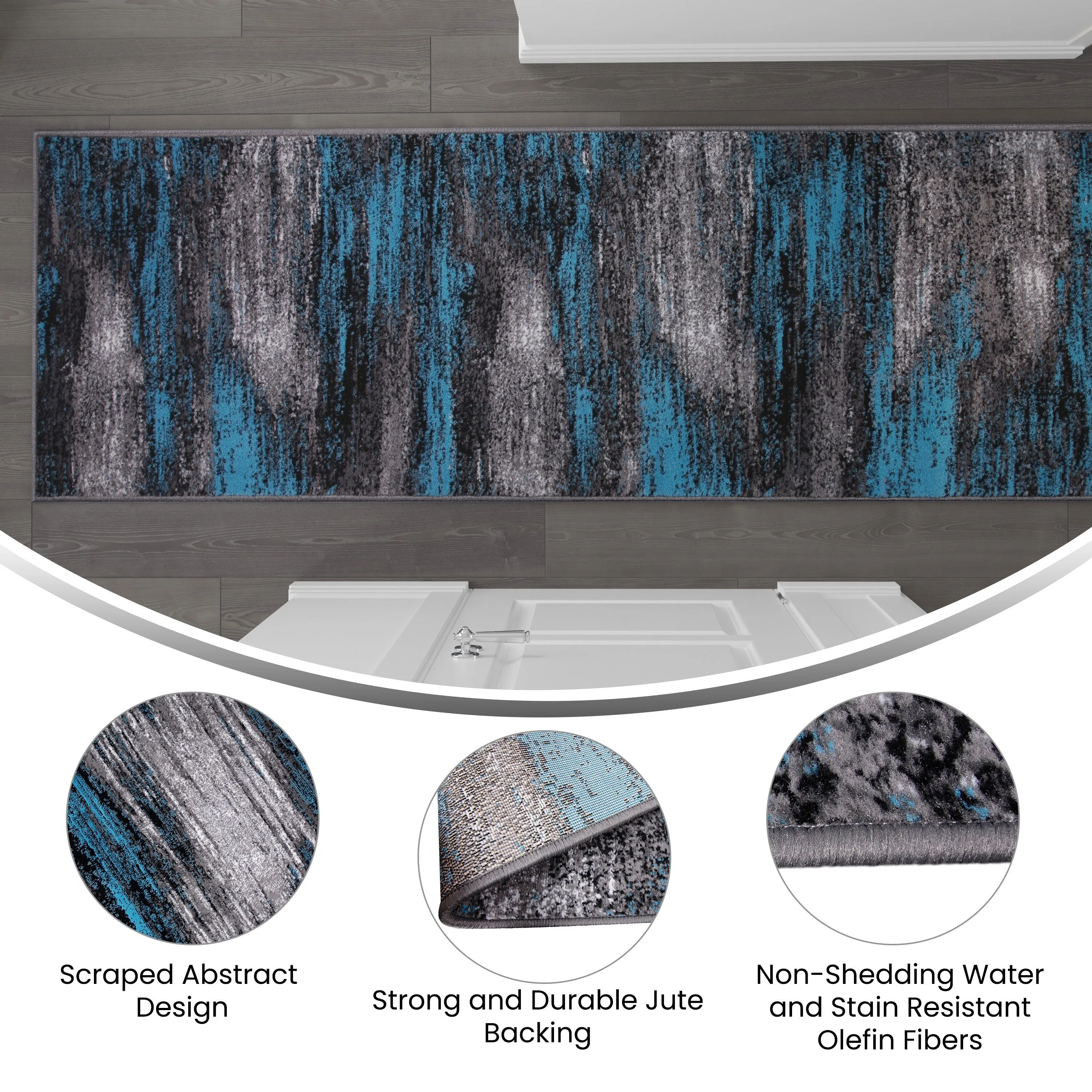 Abstract Style Accent Area Rug - Scraped Pattern