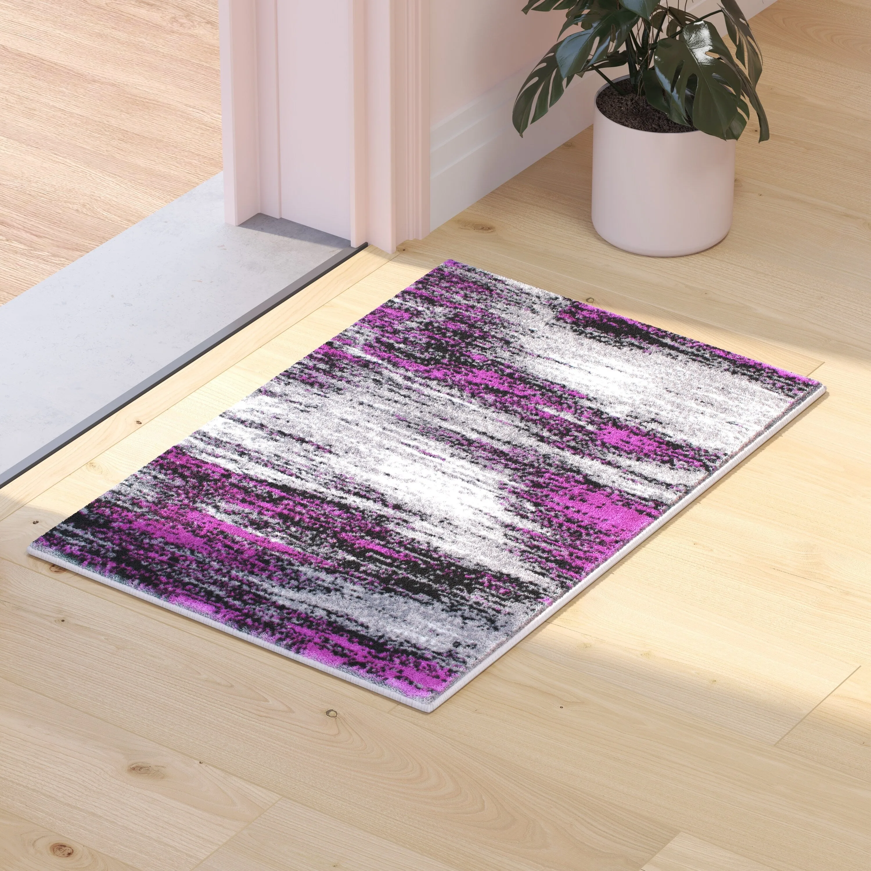 Abstract Style Accent Area Rug - Scraped Pattern