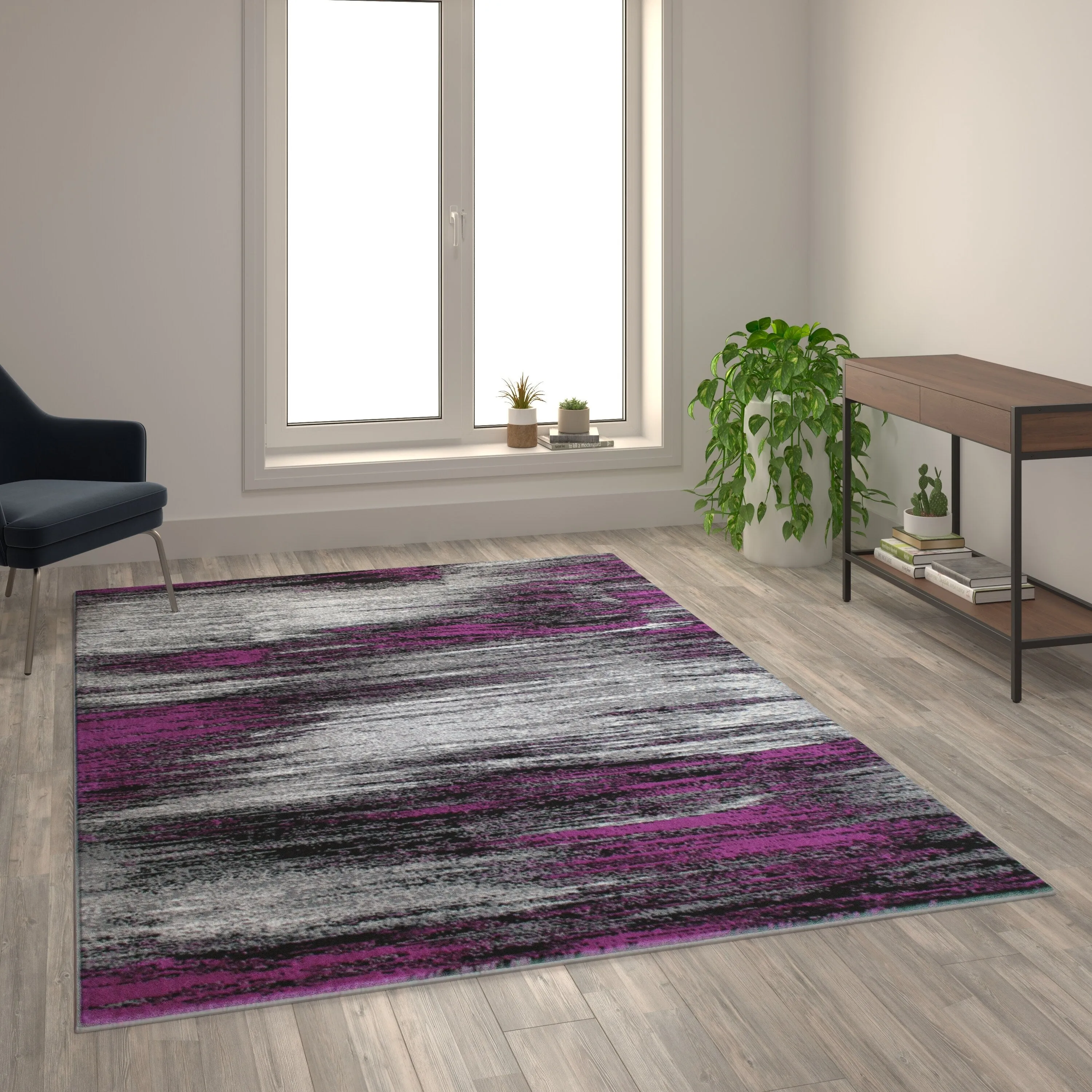 Abstract Style Accent Area Rug - Scraped Pattern