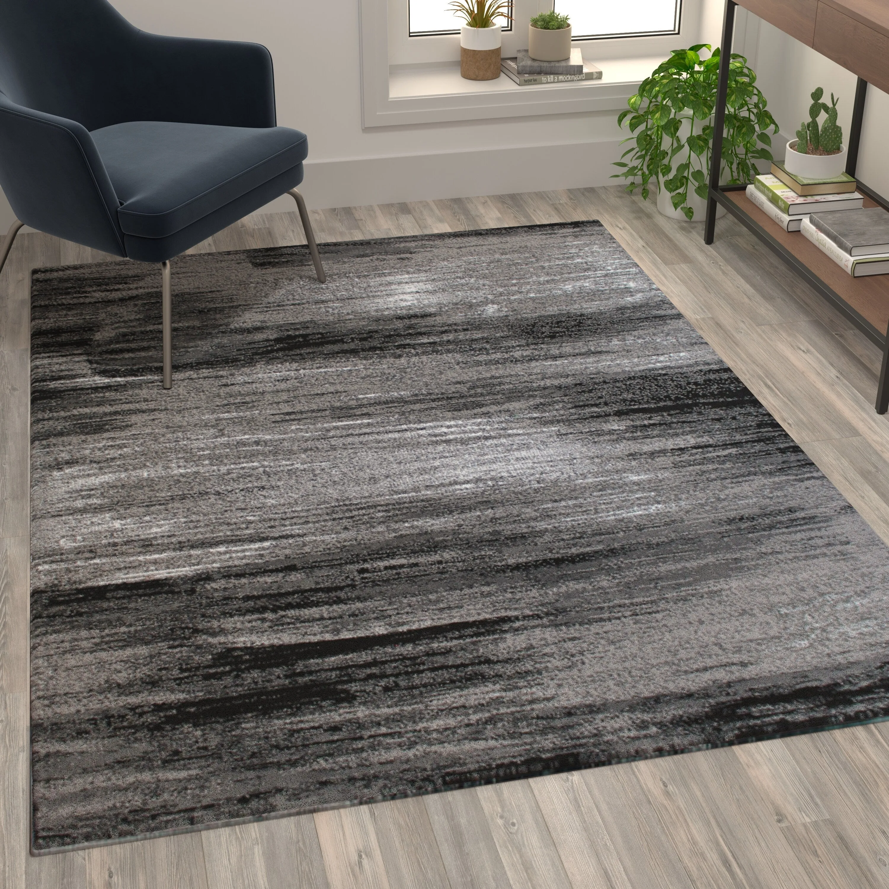 Abstract Style Accent Area Rug - Scraped Pattern