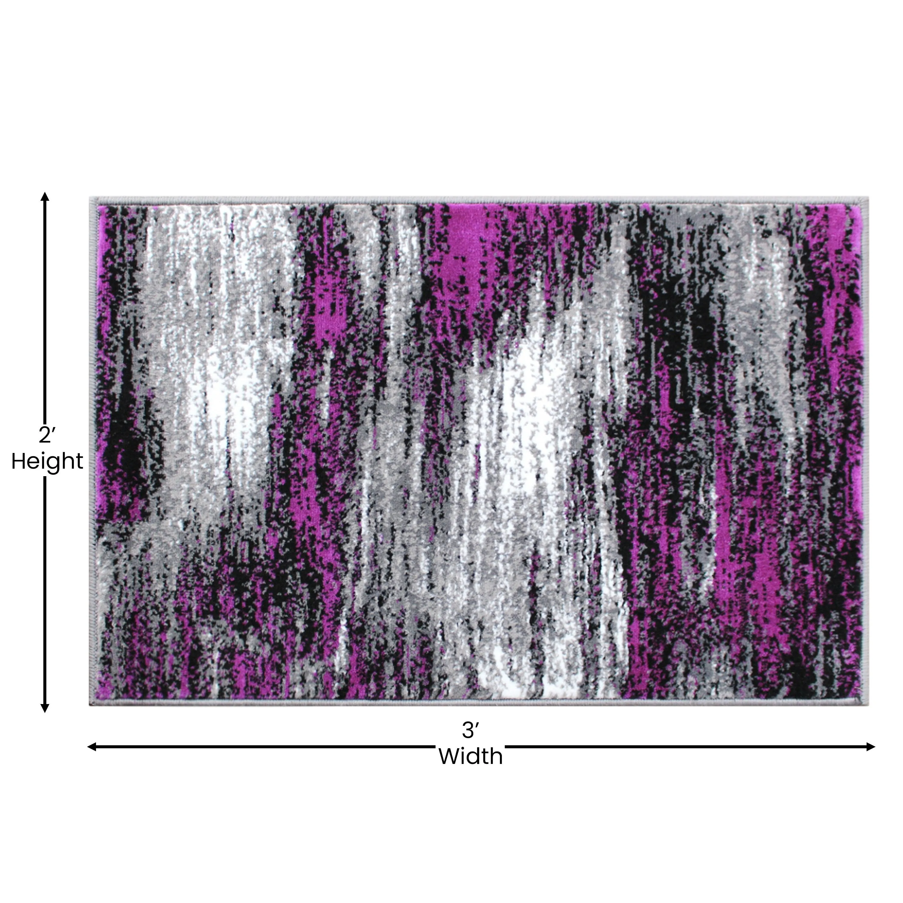 Abstract Style Accent Area Rug - Scraped Pattern